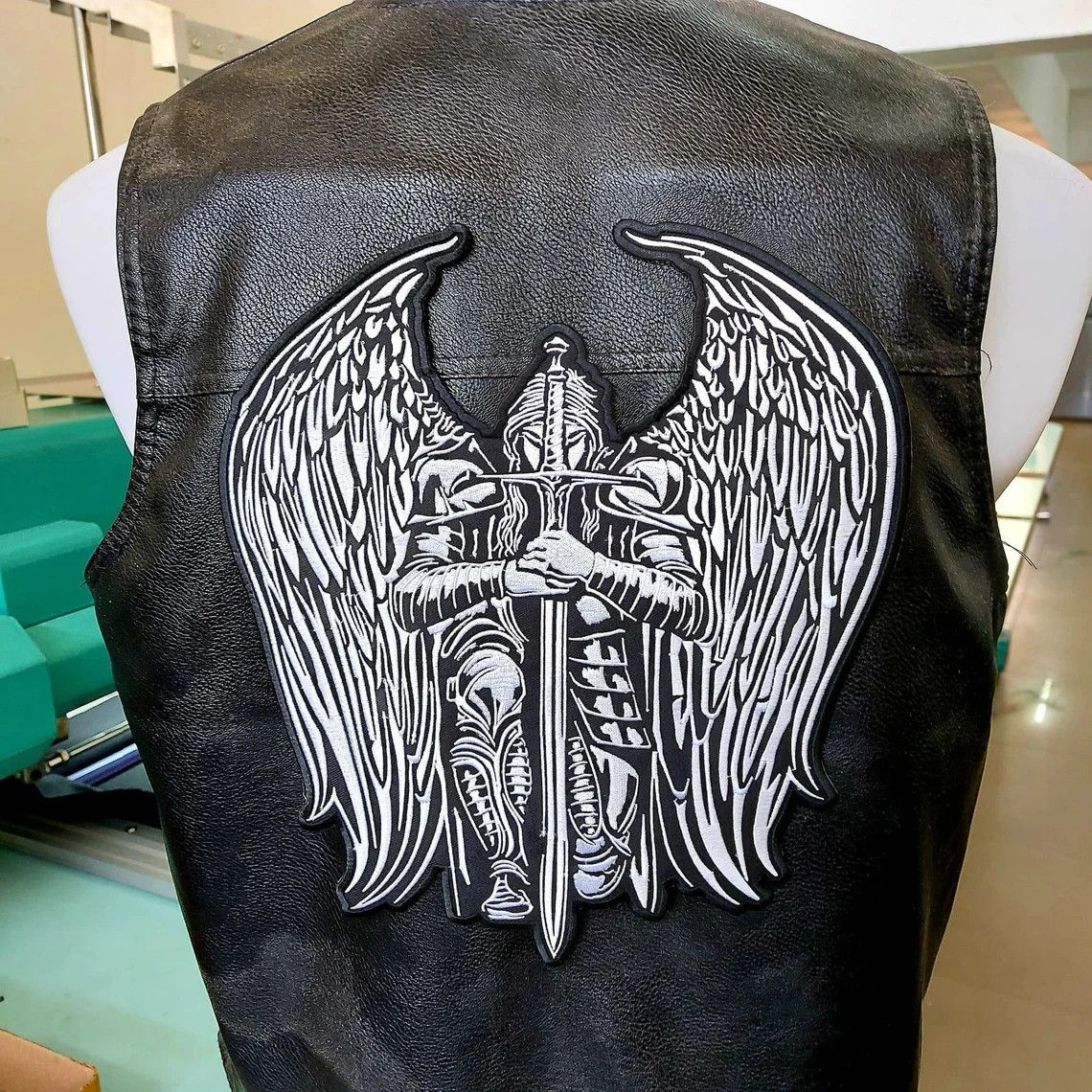 Other Angel Knight Large Back Patch for Custom Biker Vest (White) | Grailed