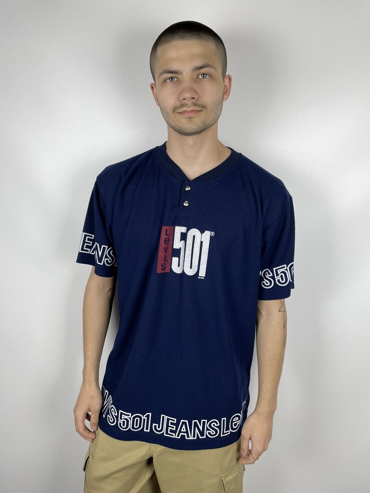 Levi's × Levi's Vintage Clothing × Vintage Vintage 80s Levi’s 501 T-Shirt Size US L / EU 52-54 / 3 - 1 Thumbnail
