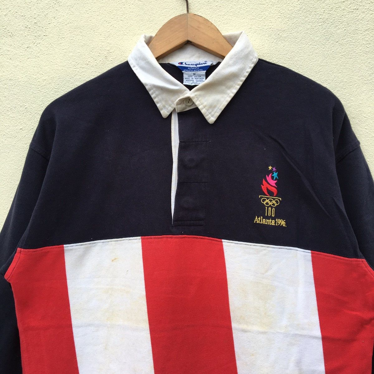 Champion × USA Olympics × Vintage Vintage CHAMPION X OLYMPIC ATLANTA 1996 Polo T-shirt Size US M / EU 48-50 / 2 - 2 Thumbnail