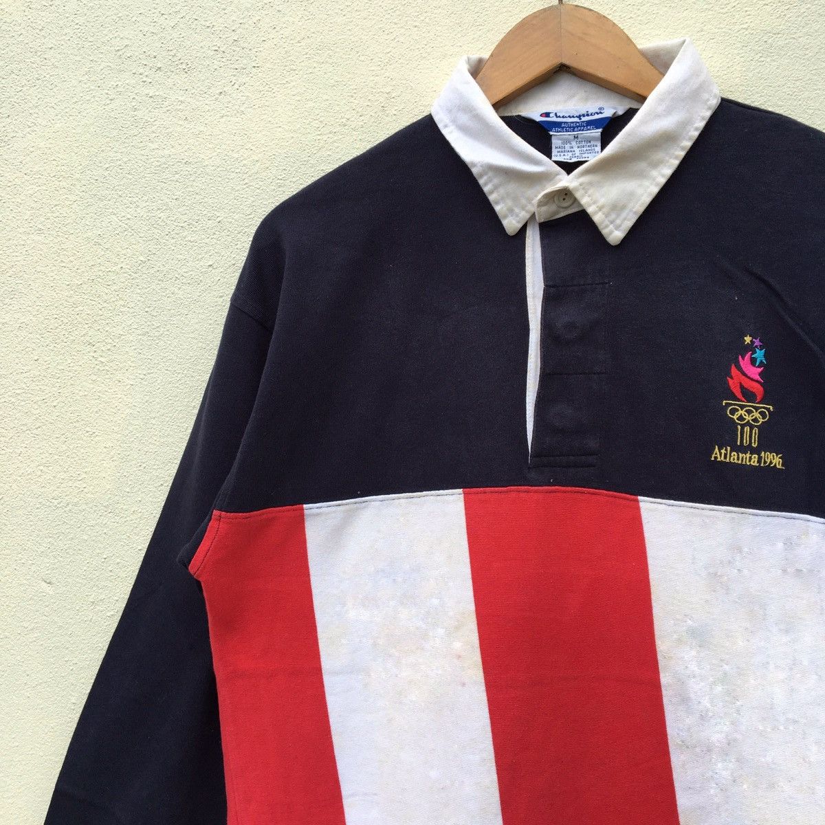 Champion × USA Olympics × Vintage Vintage CHAMPION X OLYMPIC ATLANTA 1996 Polo T-shirt Size US M / EU 48-50 / 2 - 4 Thumbnail