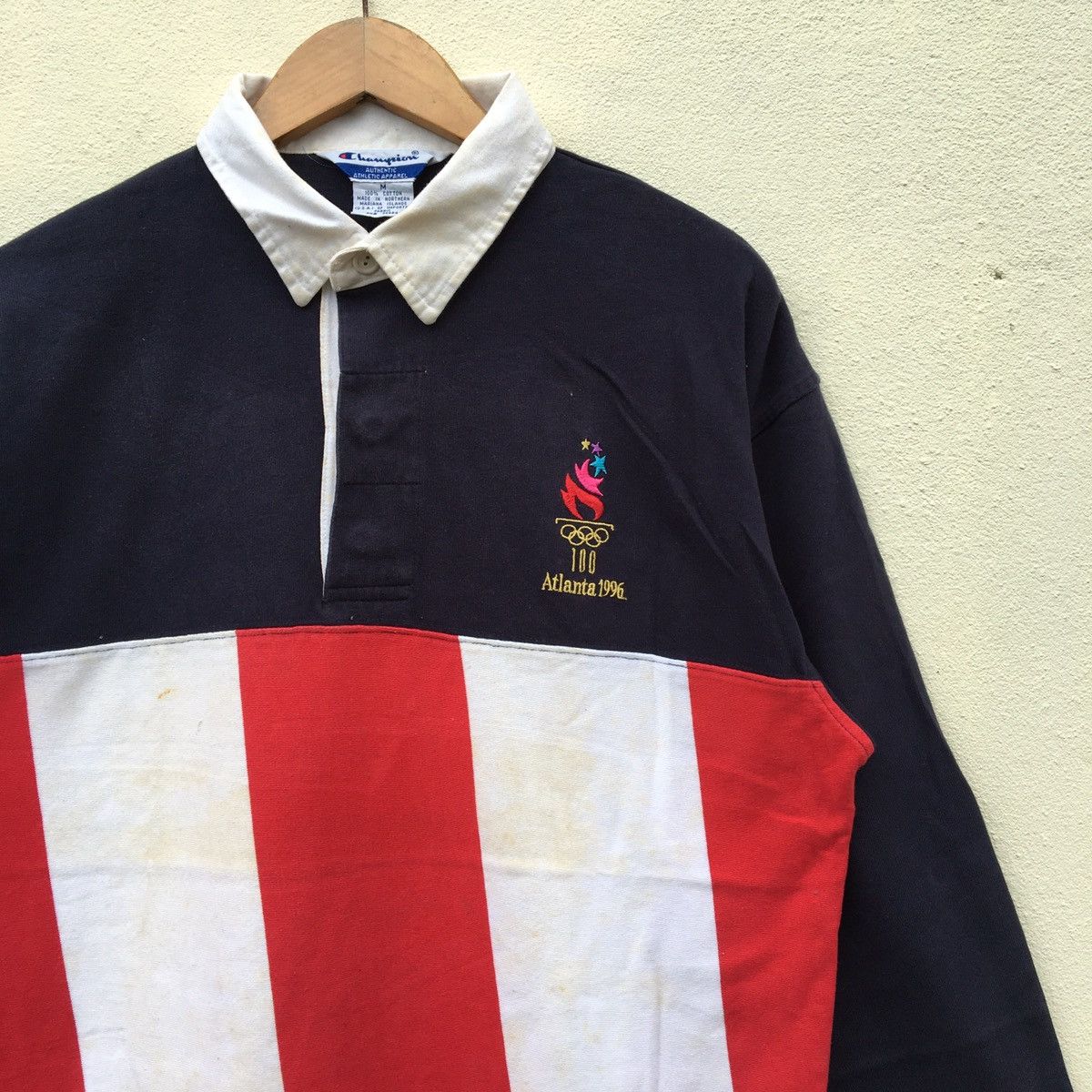 Champion × USA Olympics × Vintage Vintage CHAMPION X OLYMPIC ATLANTA 1996 Polo T-shirt Size US M / EU 48-50 / 2 - 3 Thumbnail