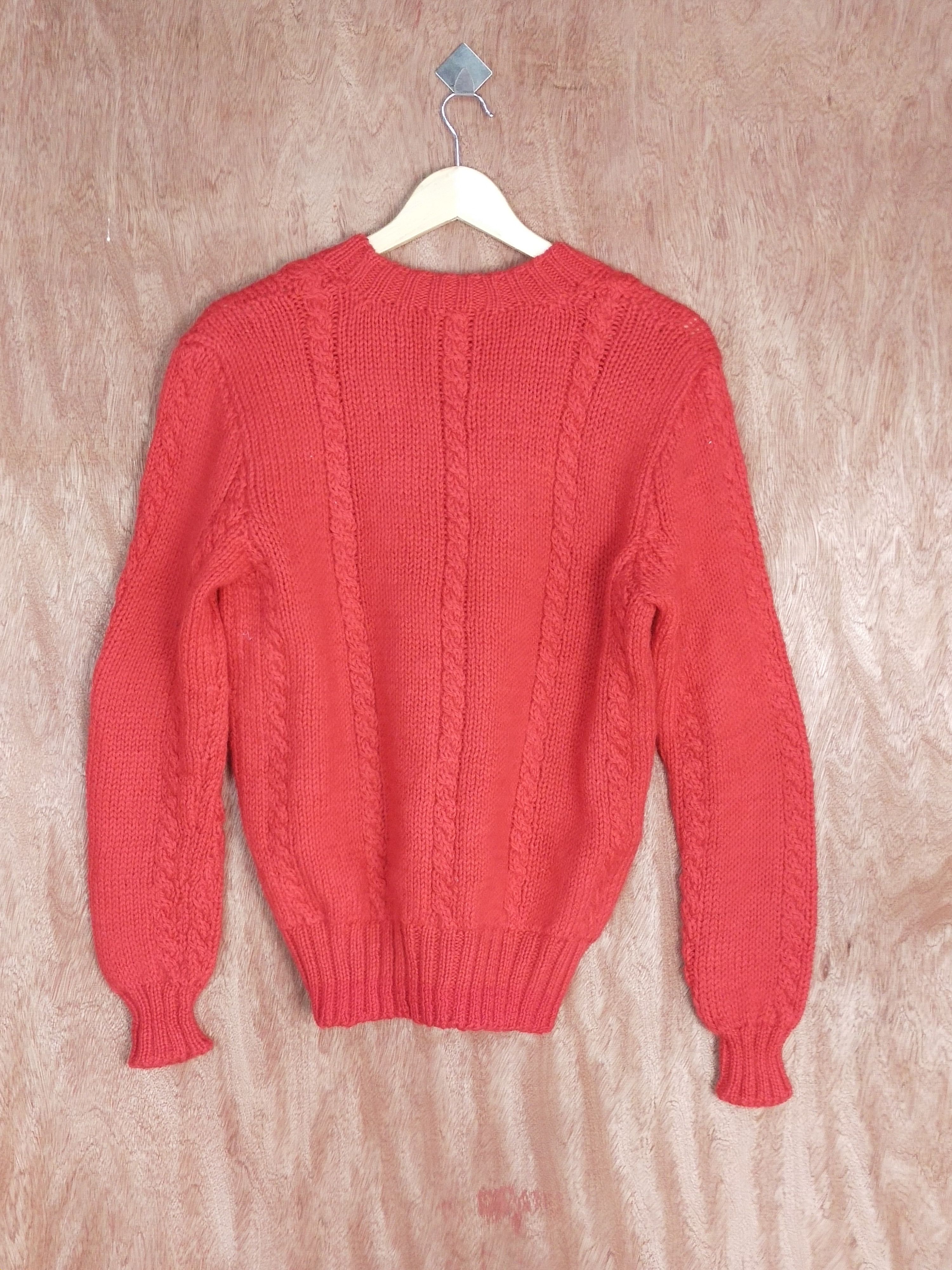 Aran Isles Knitwear Japan Red cable knitwear swetashirt #H200 Size US M / EU 48-50 / 2 - 5 Thumbnail