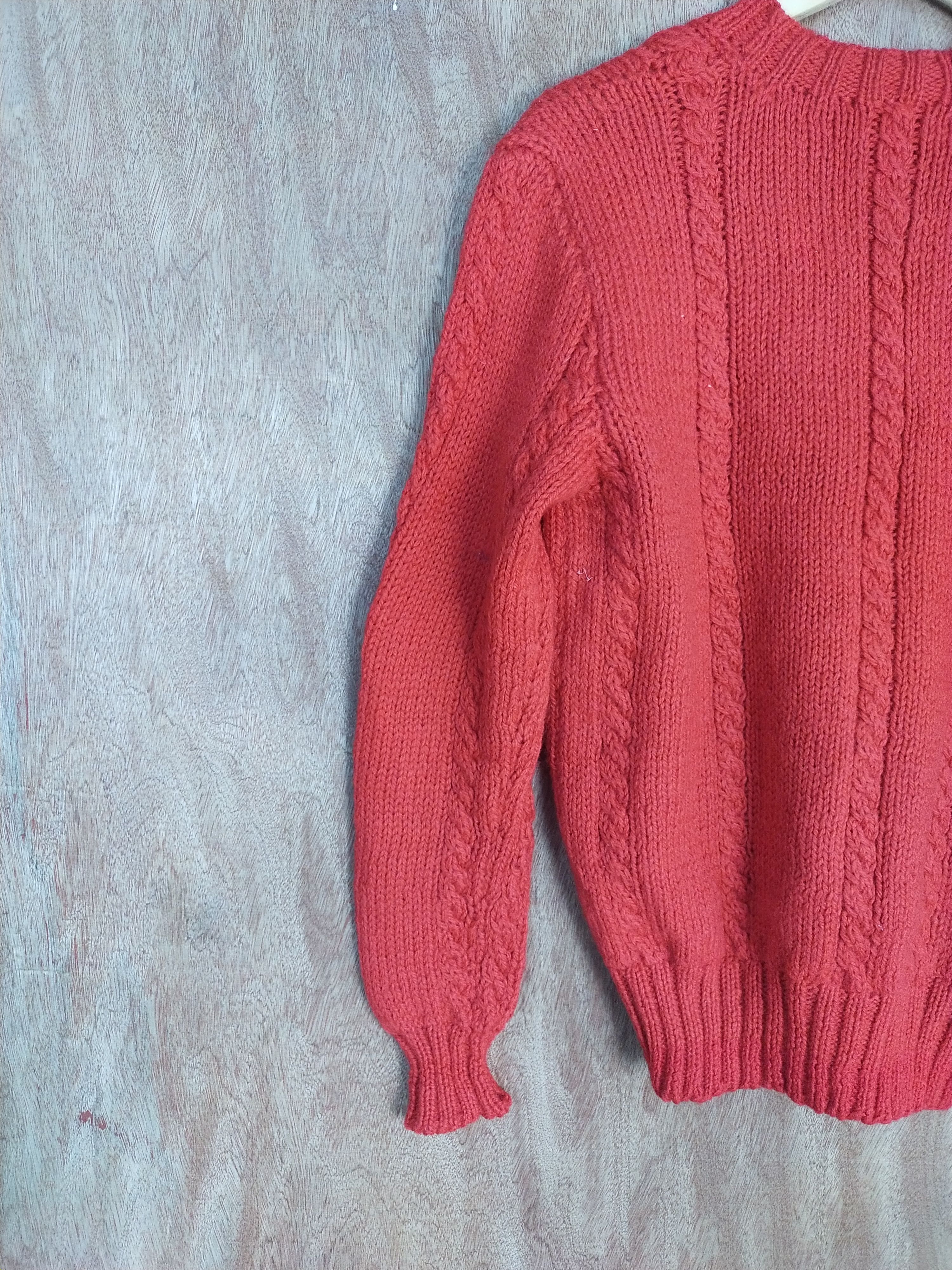 Aran Isles Knitwear Japan Red cable knitwear swetashirt #H200 Size US M / EU 48-50 / 2 - 6 Thumbnail