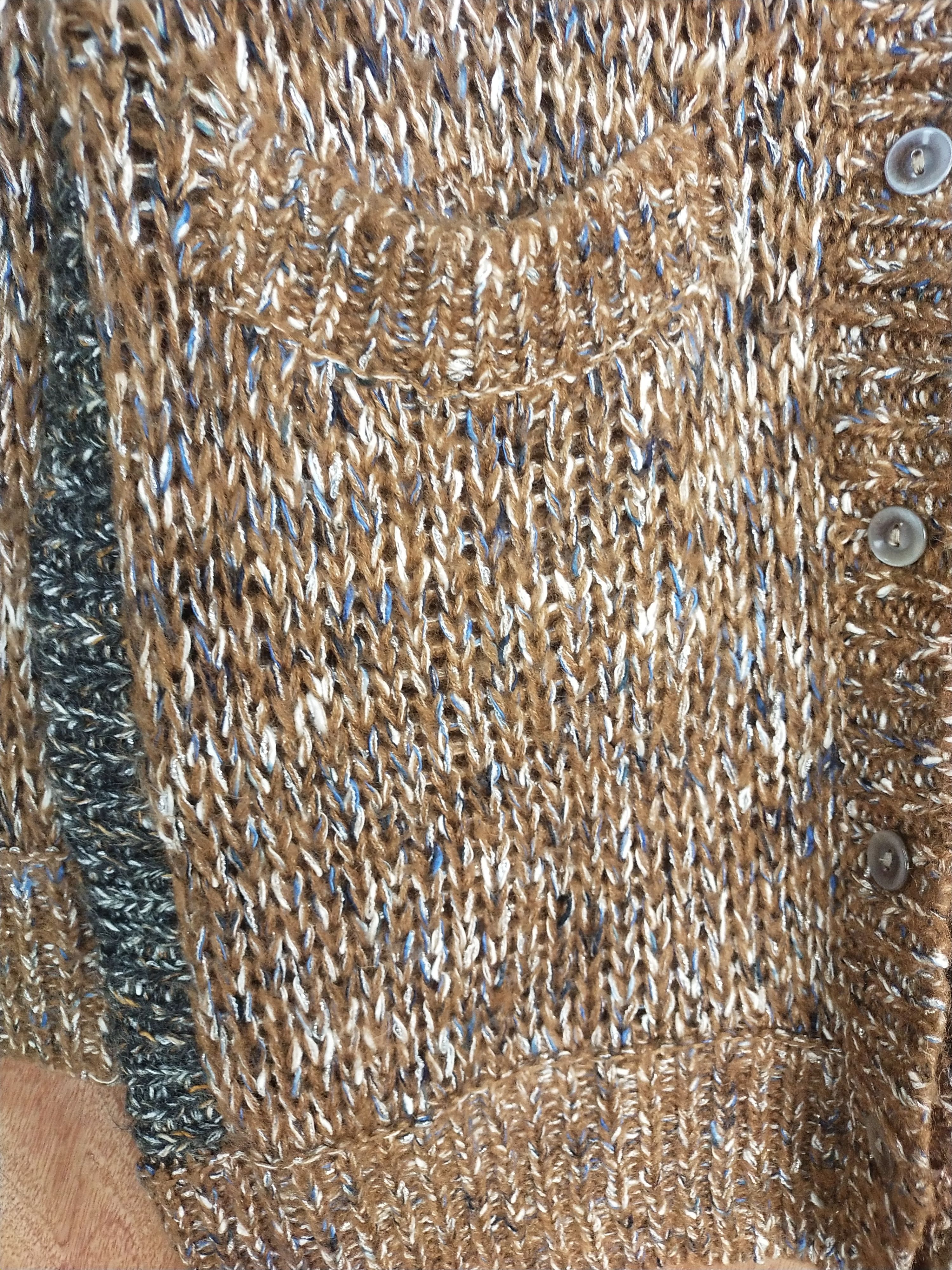 Homespun Knitwear Japan KBF brown cardigan knitwear art #H198 Size US L / EU 52-54 / 3 - 6 Thumbnail