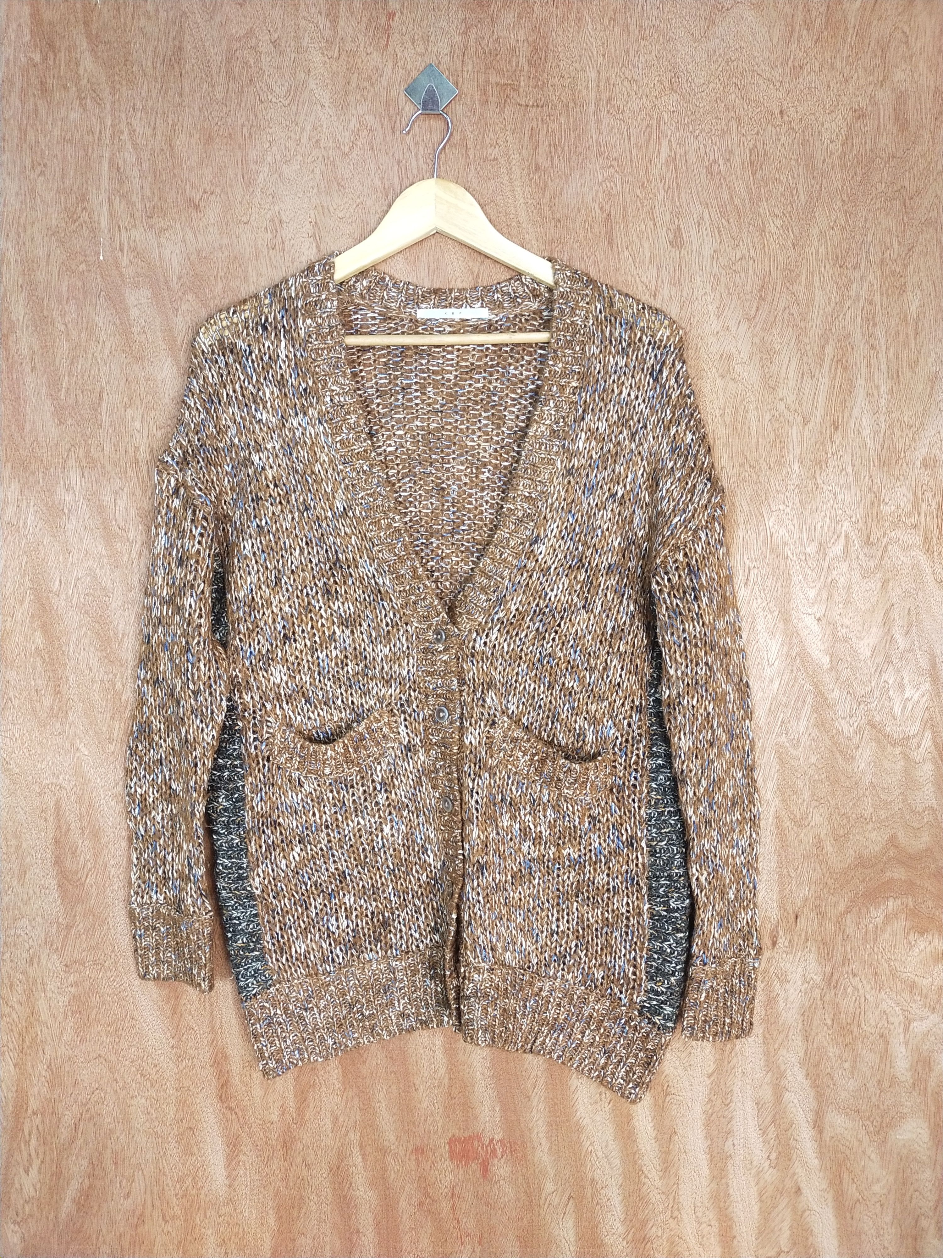 Homespun Knitwear Japan KBF brown cardigan knitwear art #H198 Size US L / EU 52-54 / 3 - 1 Thumbnail
