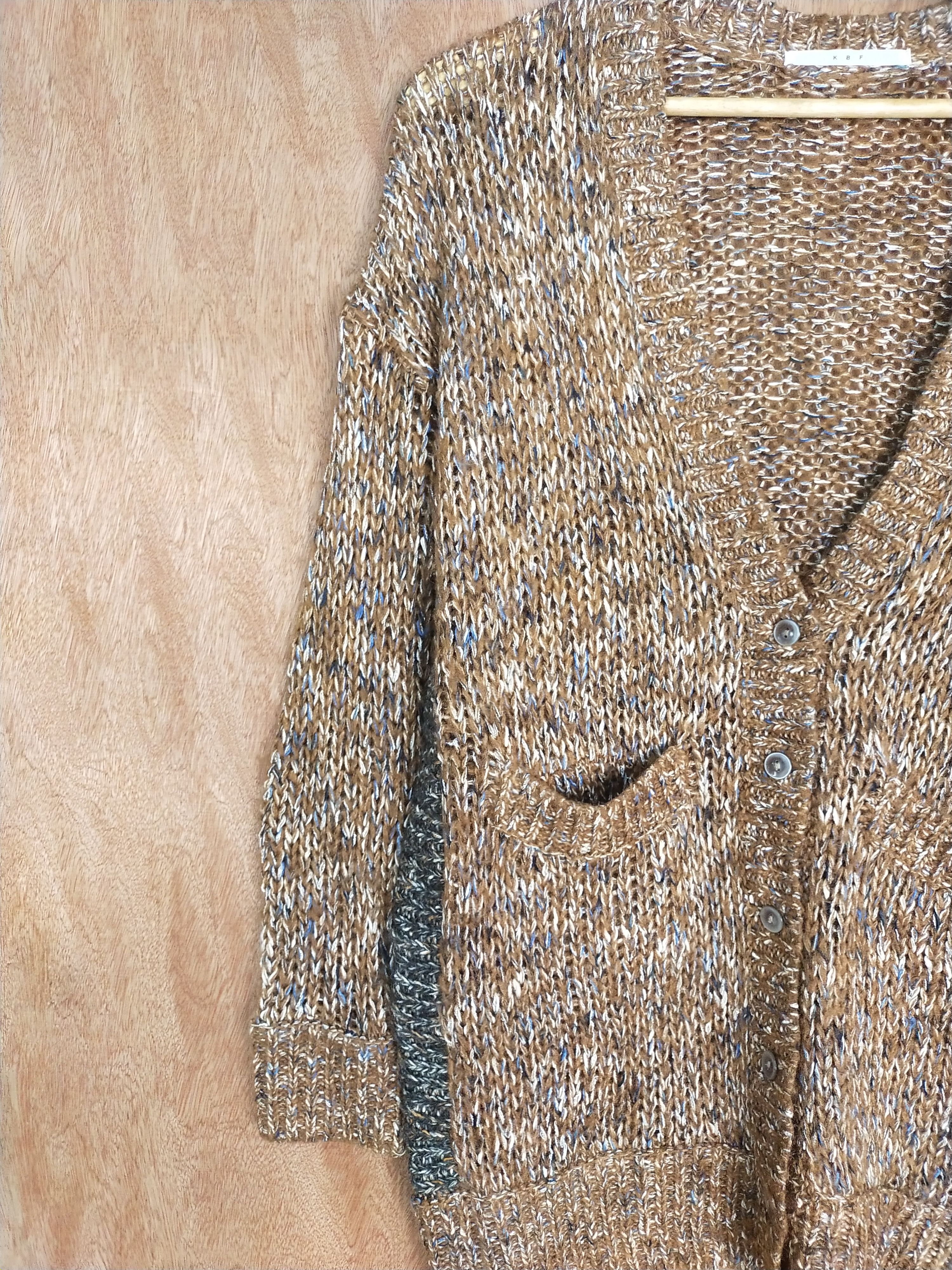 Homespun Knitwear Japan KBF brown cardigan knitwear art #H198 Size US L / EU 52-54 / 3 - 5 Thumbnail