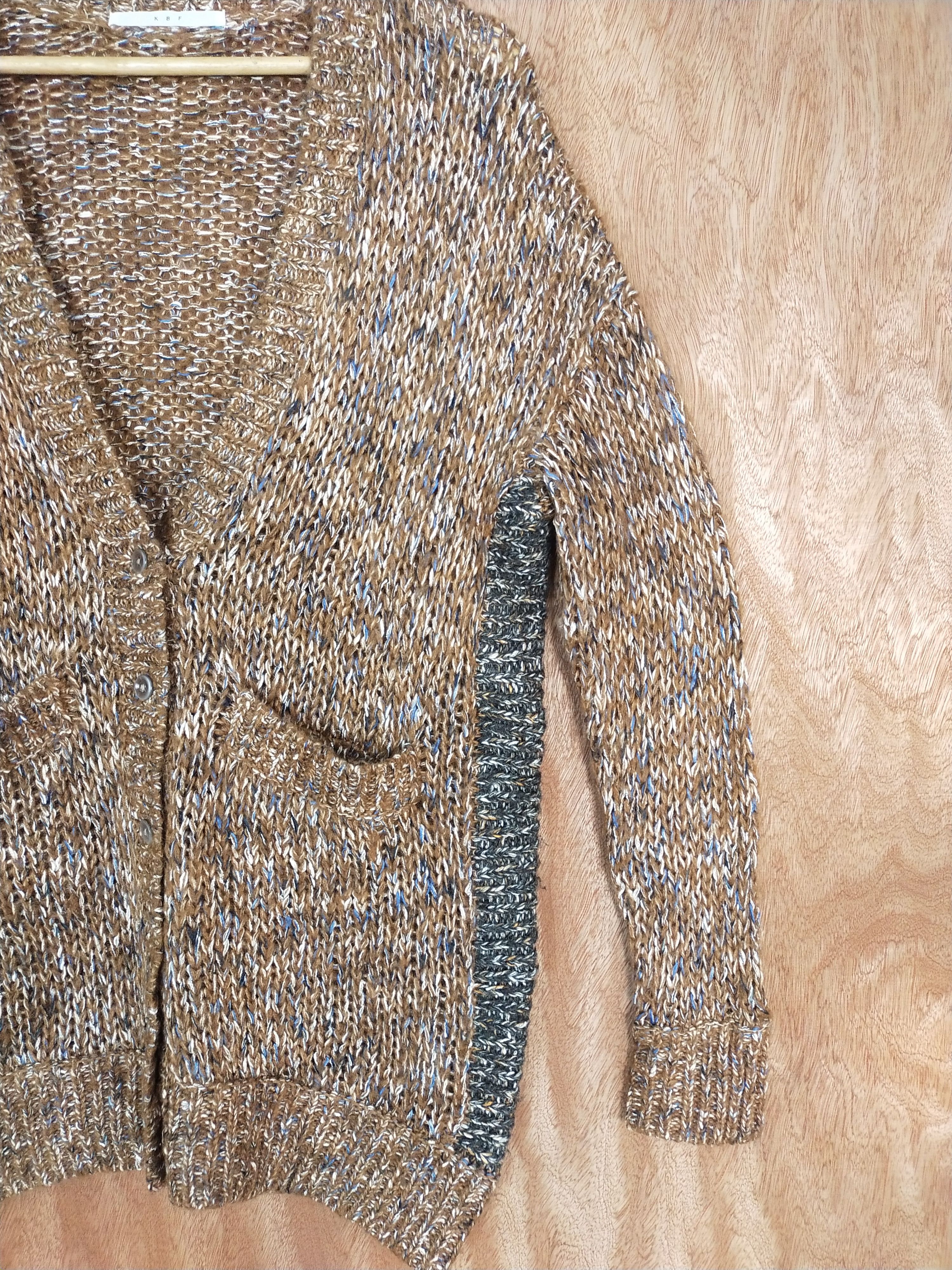 Homespun Knitwear Japan KBF brown cardigan knitwear art #H198 Size US L / EU 52-54 / 3 - 7 Thumbnail