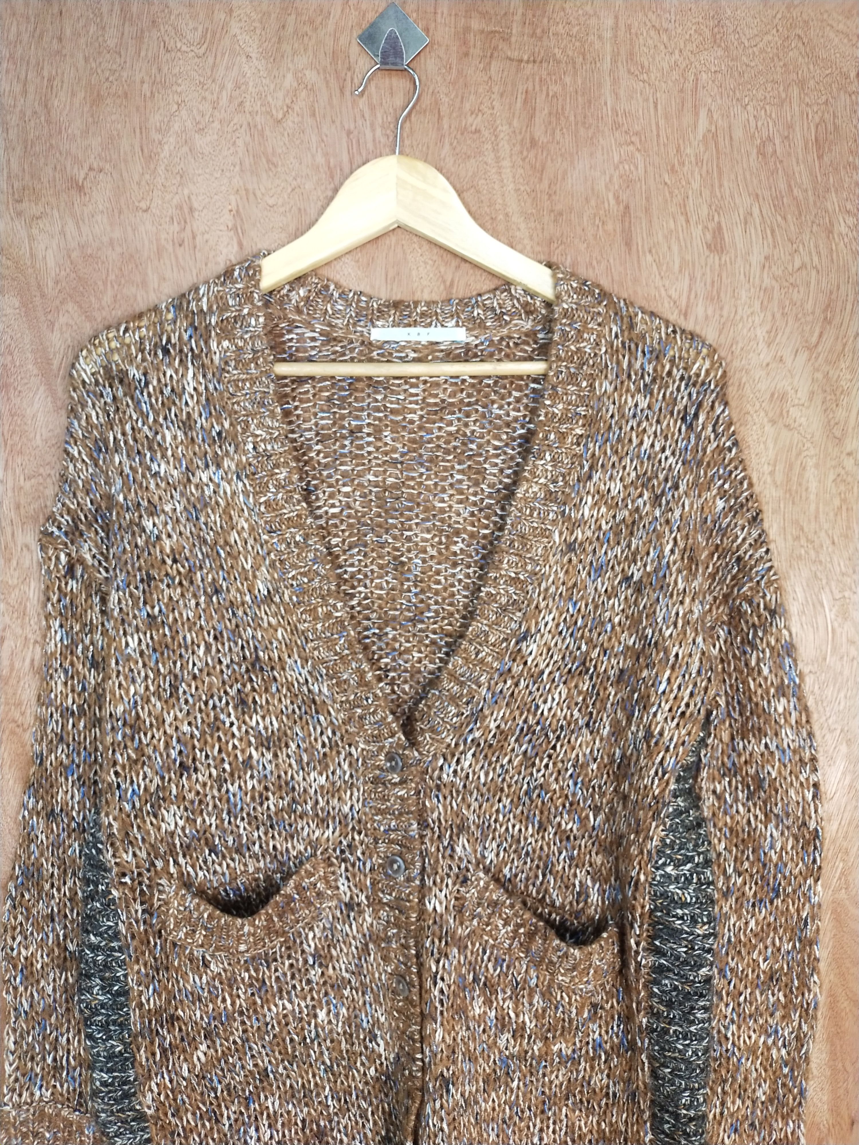 Homespun Knitwear Japan KBF brown cardigan knitwear art #H198 Size US L / EU 52-54 / 3 - 2 Thumbnail