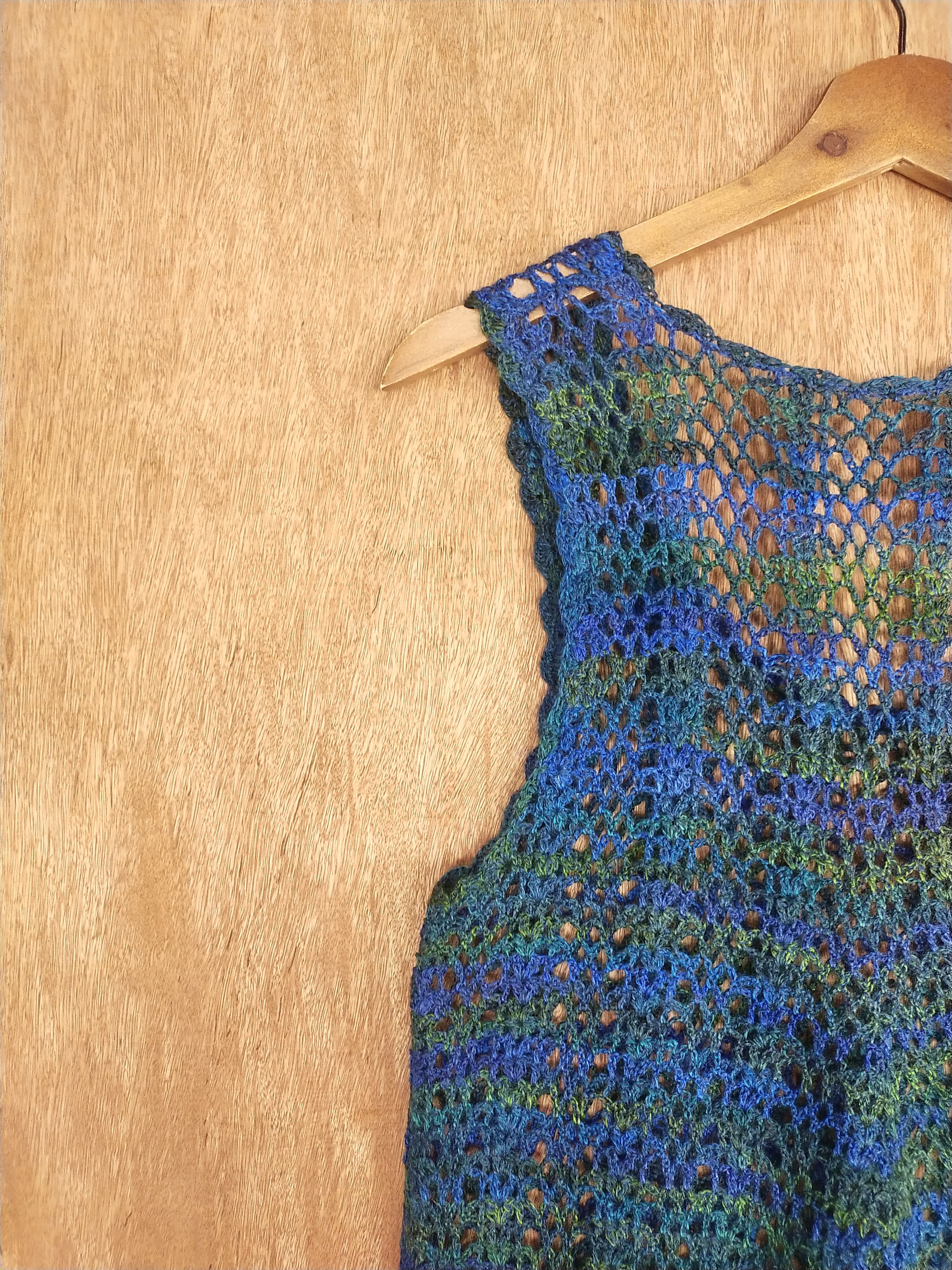 Homespun Knitwear Japan crochet Blue green sleeveless knitwear #H195 Size S / US 4 / IT 40 - 6 Thumbnail