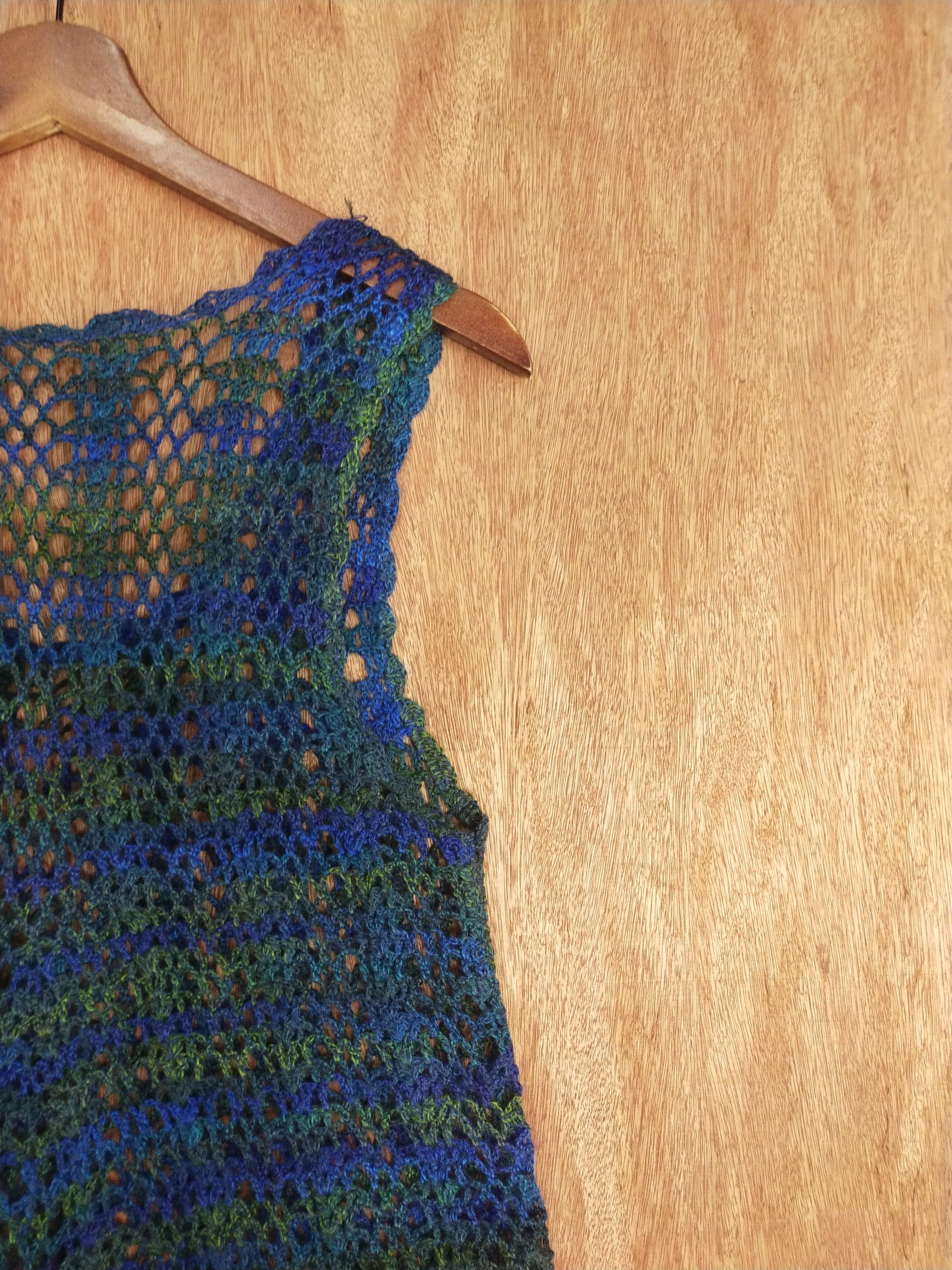Homespun Knitwear Japan crochet Blue green sleeveless knitwear #H195 Size S / US 4 / IT 40 - 7 Thumbnail