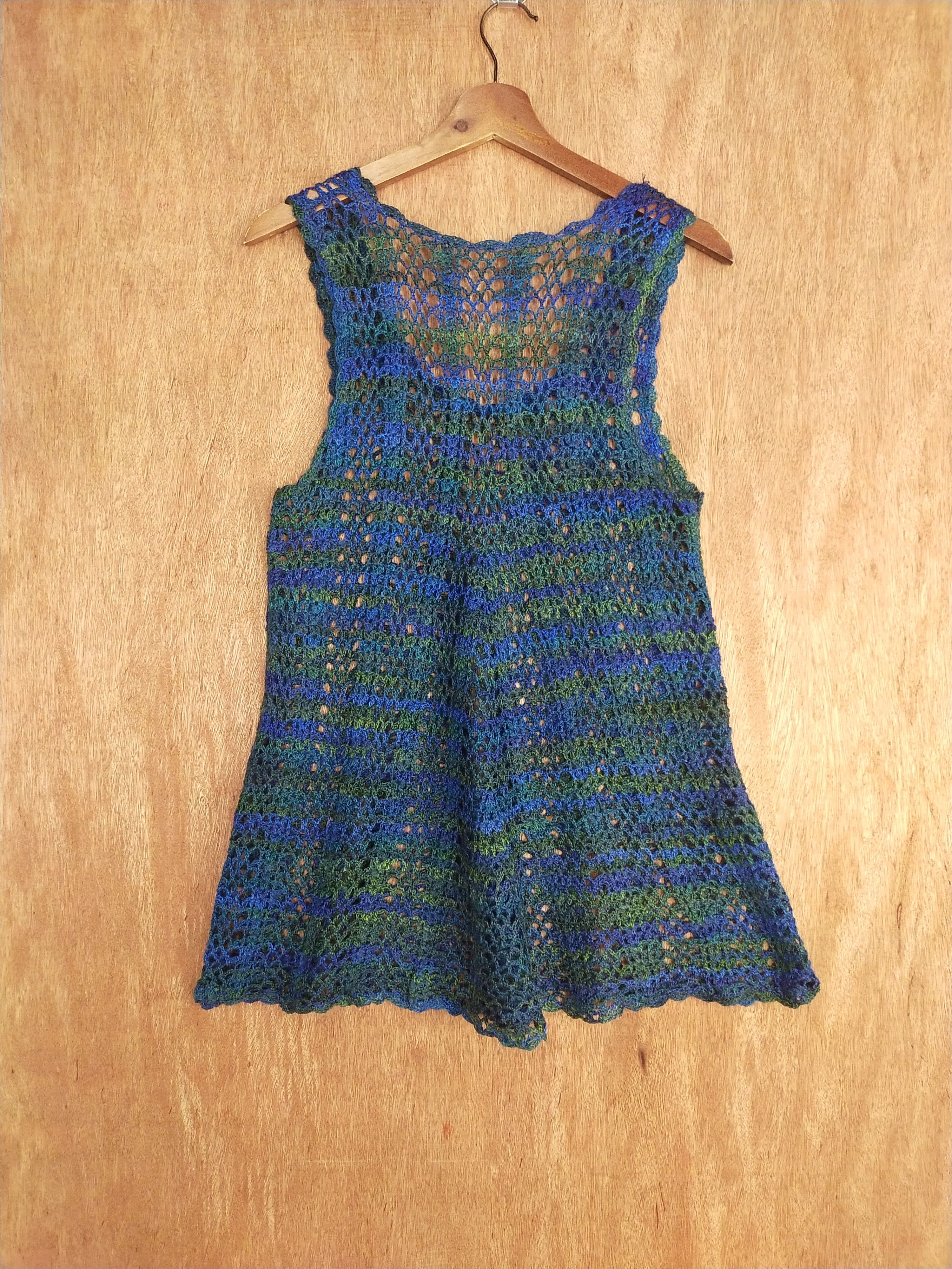 Homespun Knitwear Japan crochet Blue green sleeveless knitwear #H195 Size S / US 4 / IT 40 - 5 Thumbnail