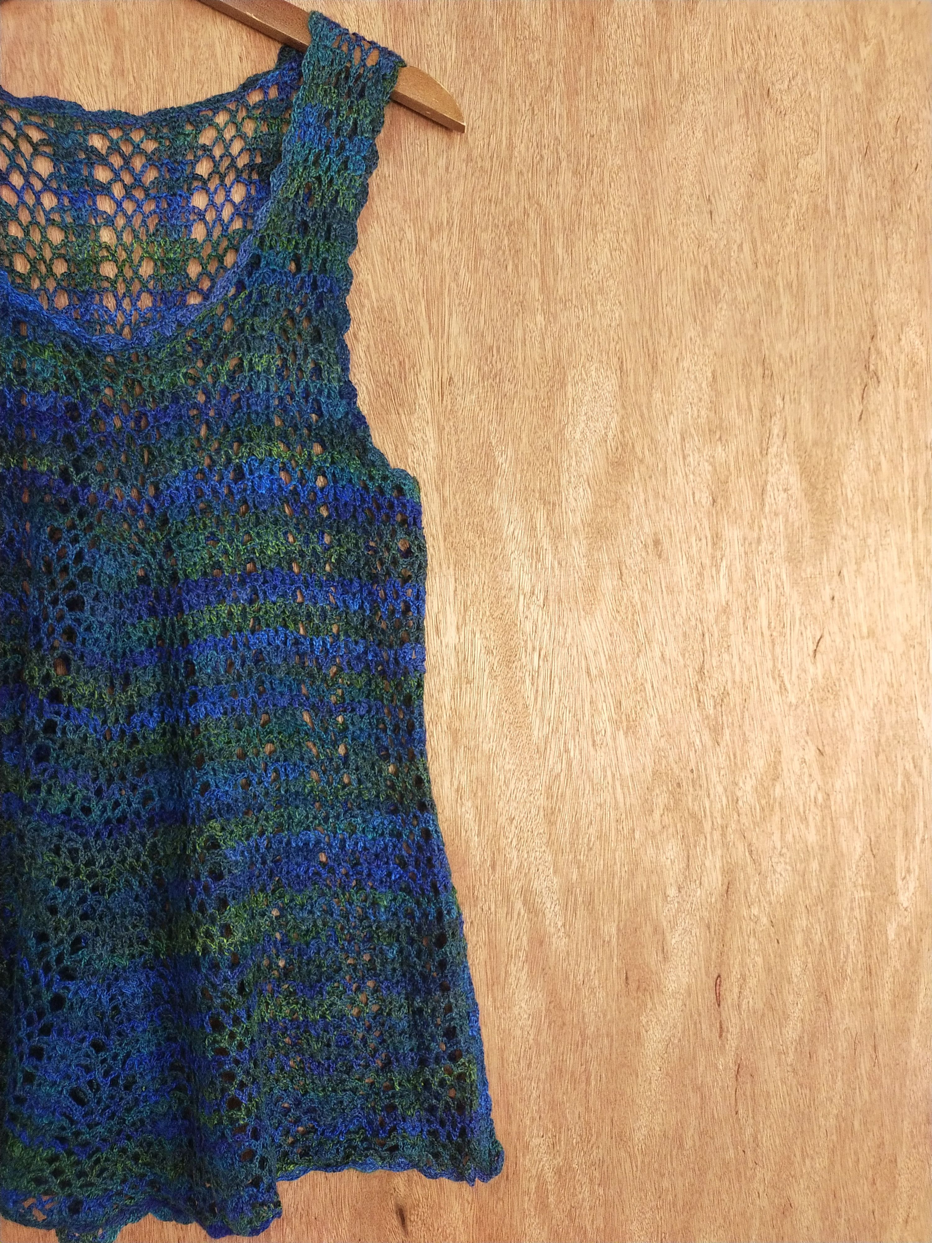 Homespun Knitwear Japan crochet Blue green sleeveless knitwear #H195 Size S / US 4 / IT 40 - 4 Thumbnail