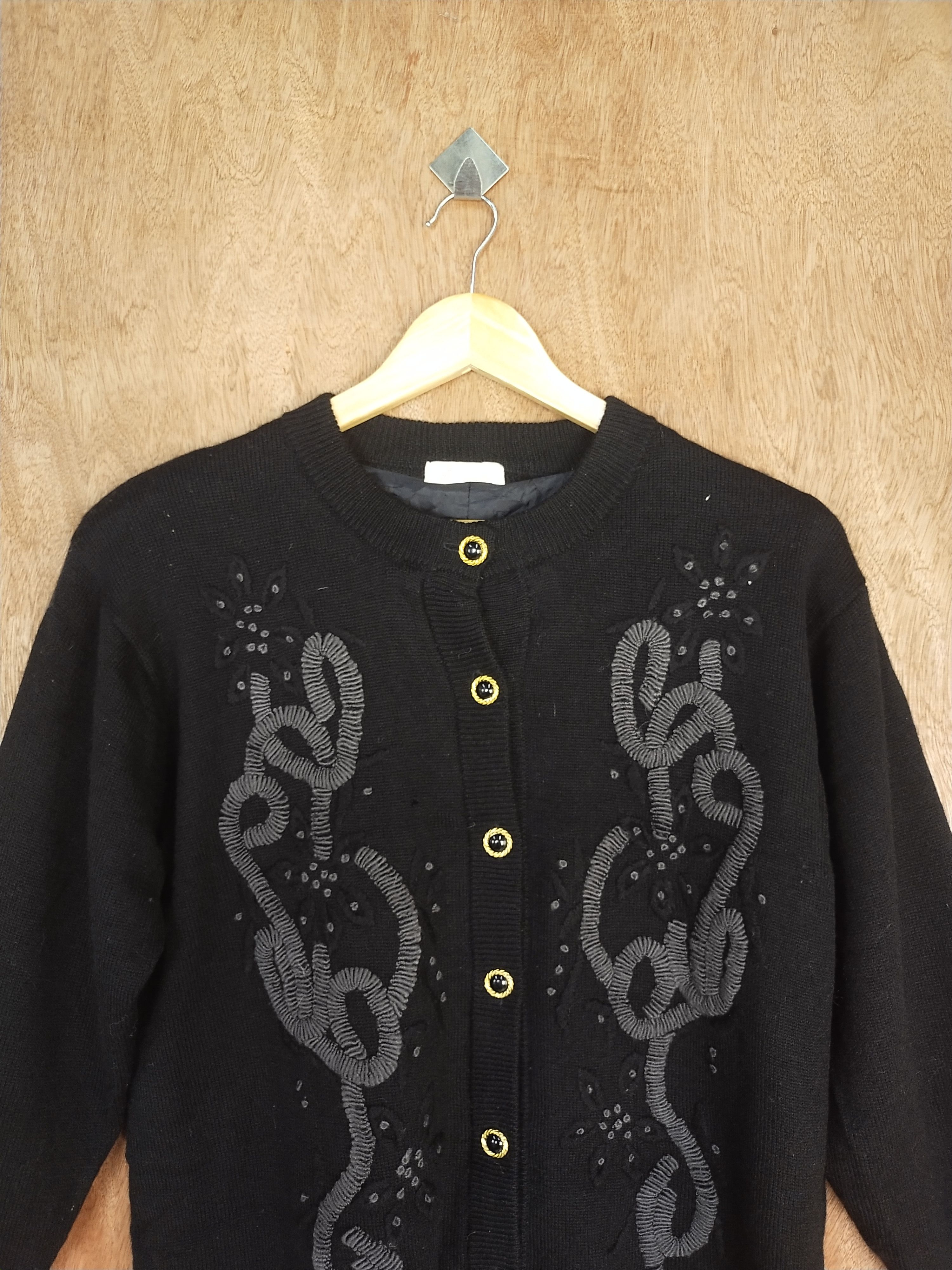Vintage Falina Collection black art cardigan knitwear #H192 Size US L / EU 52-54 / 3 - 2 Thumbnail
