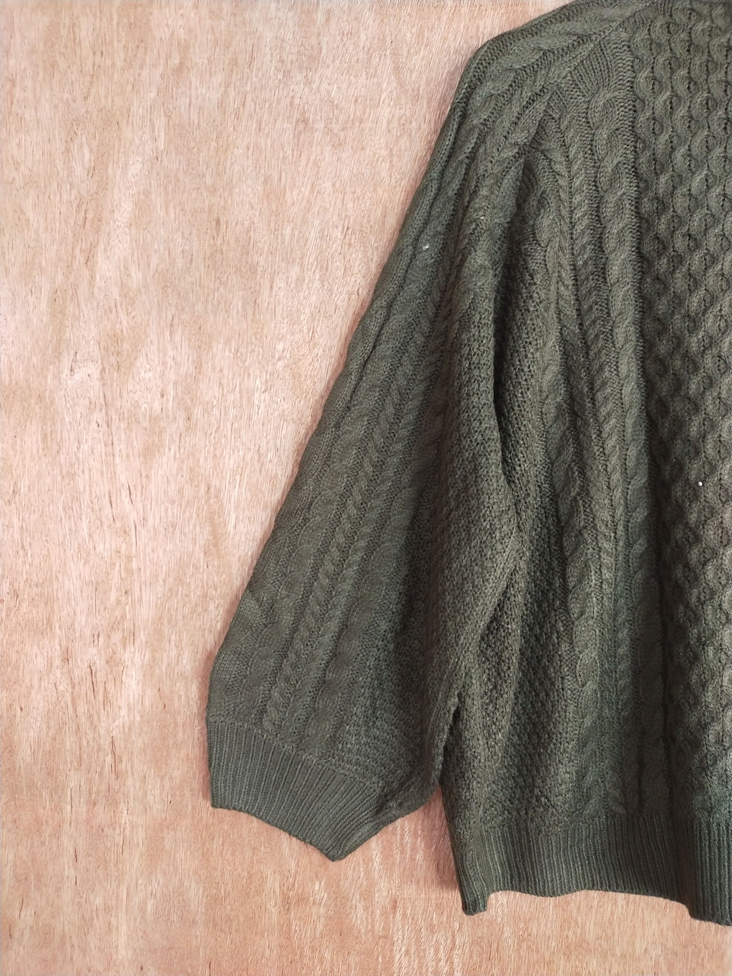 Homespun Knitwear Cafii dark green aran isle cable knitwear cardigan #H187 Size US XL / EU 56 / 4 - 9 Thumbnail