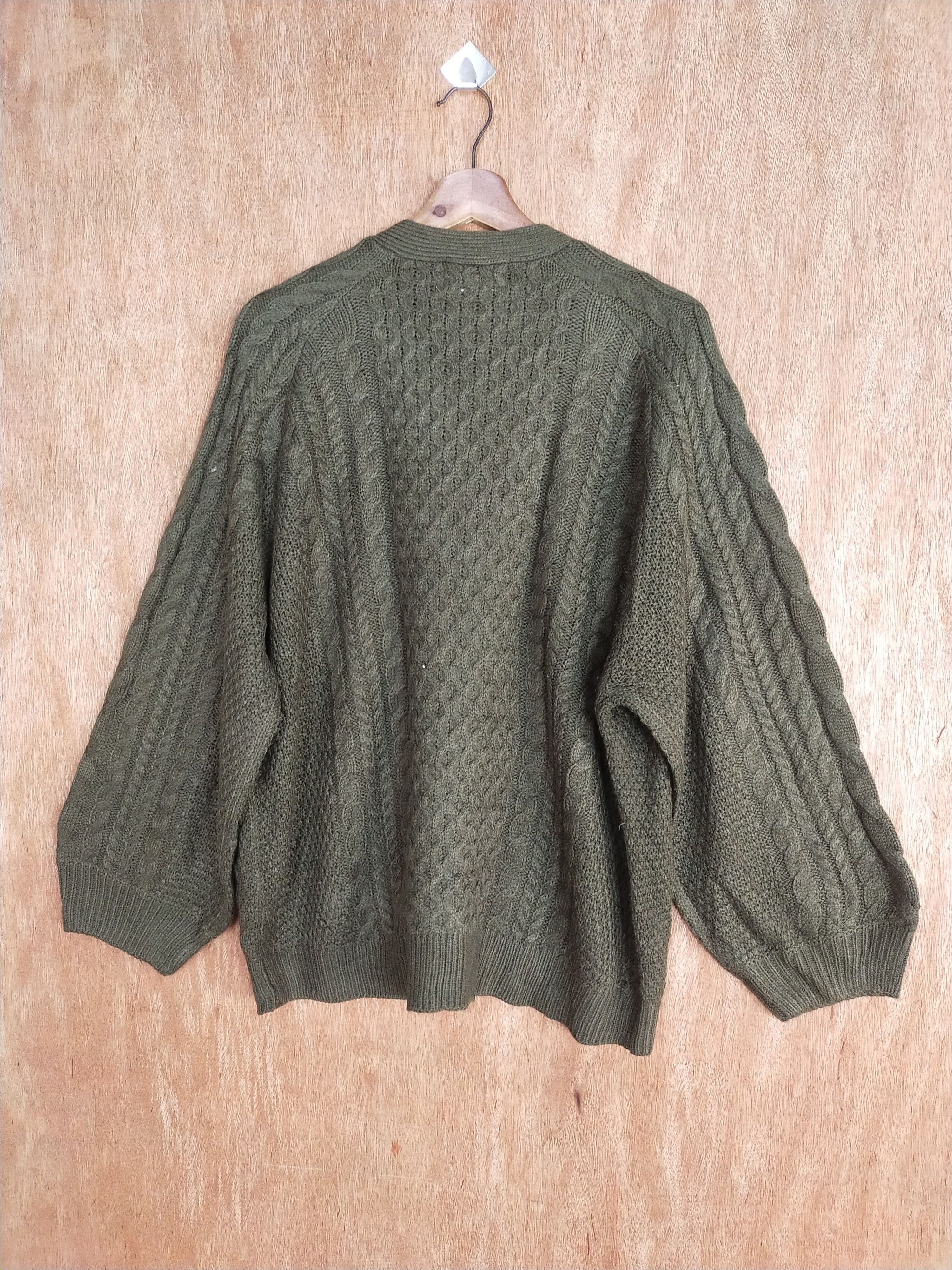 Homespun Knitwear Cafii dark green aran isle cable knitwear cardigan #H187 Size US XL / EU 56 / 4 - 8 Thumbnail