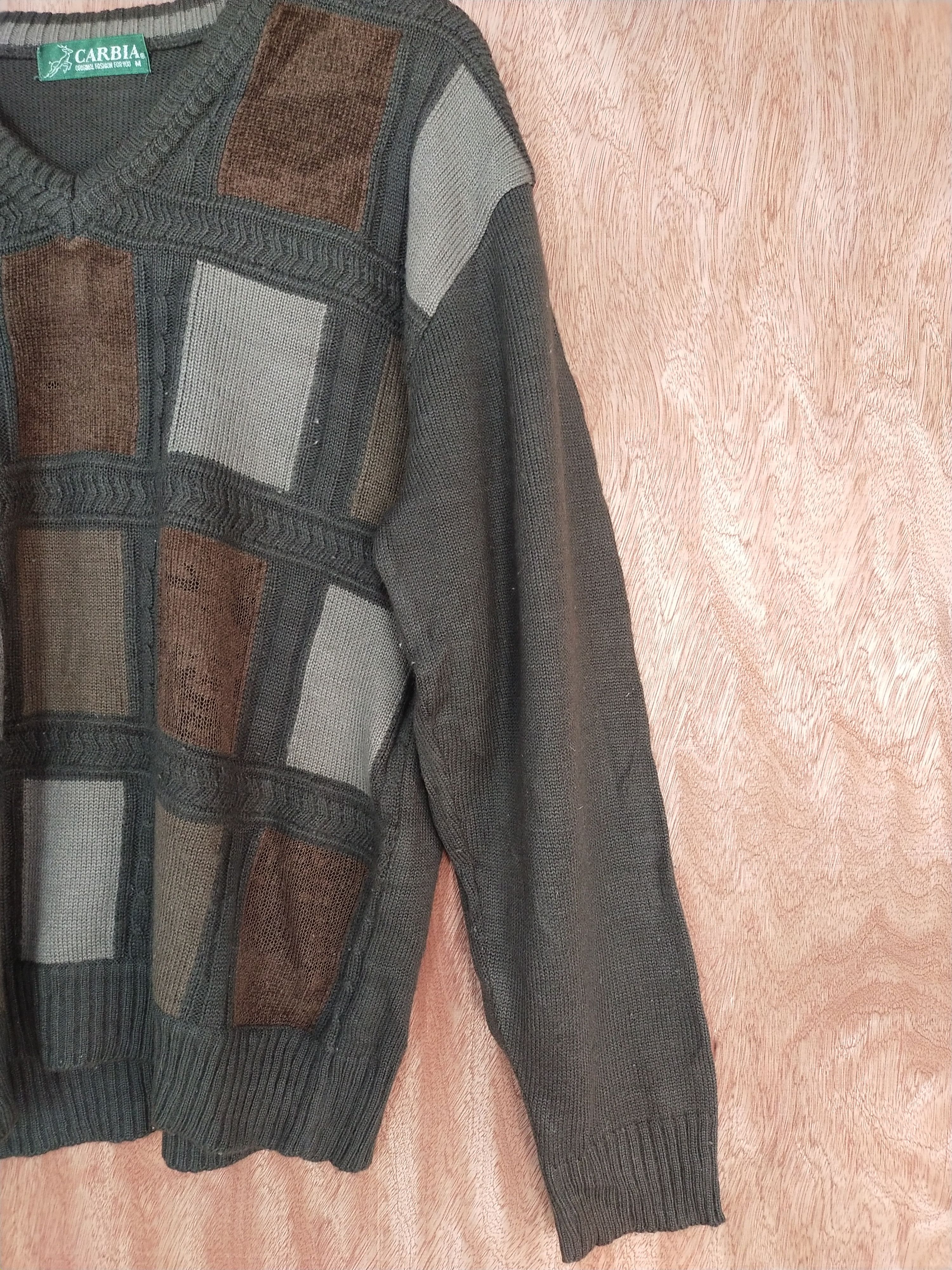 Homespun Knitwear Carbia dark gray checkered knitwear sweatshirt #H178 Size US M / EU 48-50 / 2 - 4 Thumbnail