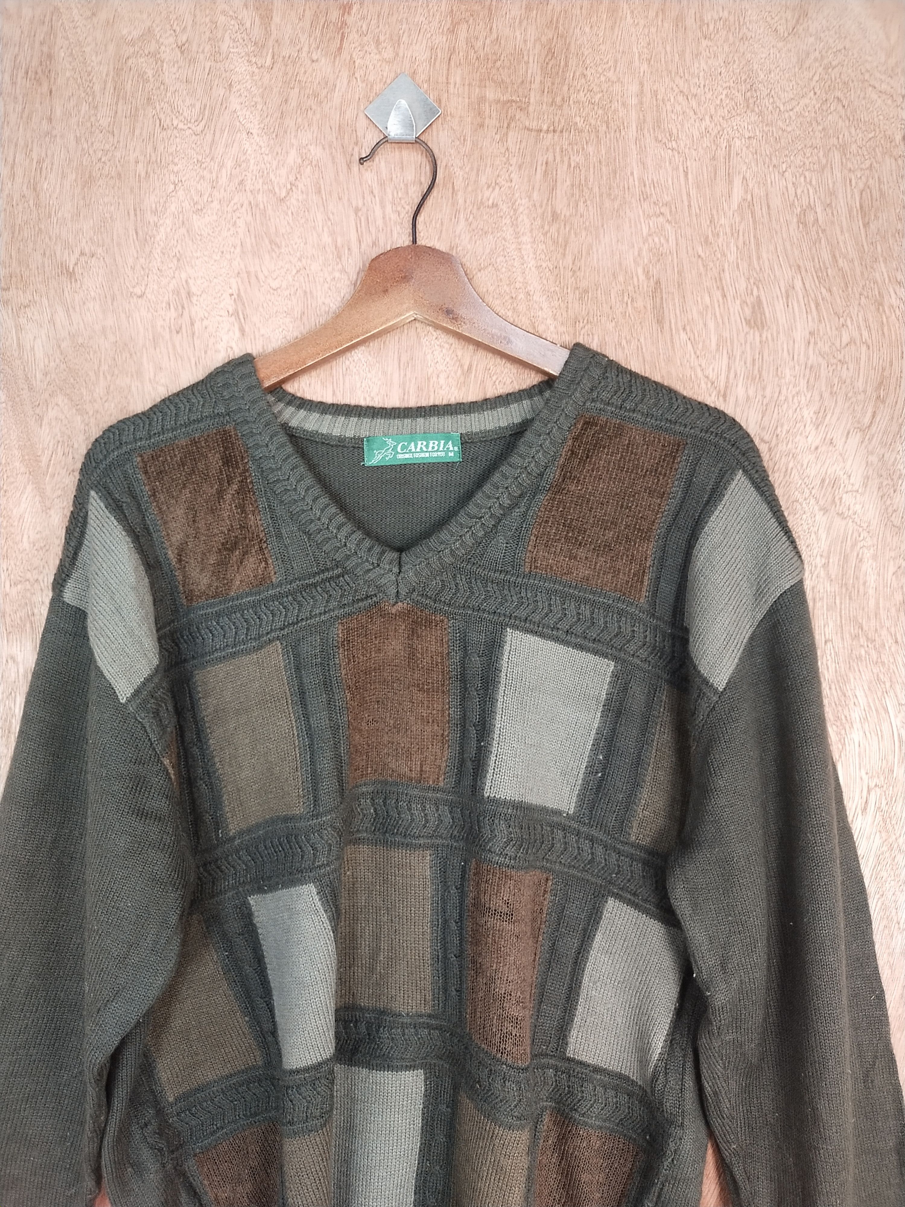 Homespun Knitwear Carbia dark gray checkered knitwear sweatshirt #H178 Size US M / EU 48-50 / 2 - 2 Thumbnail