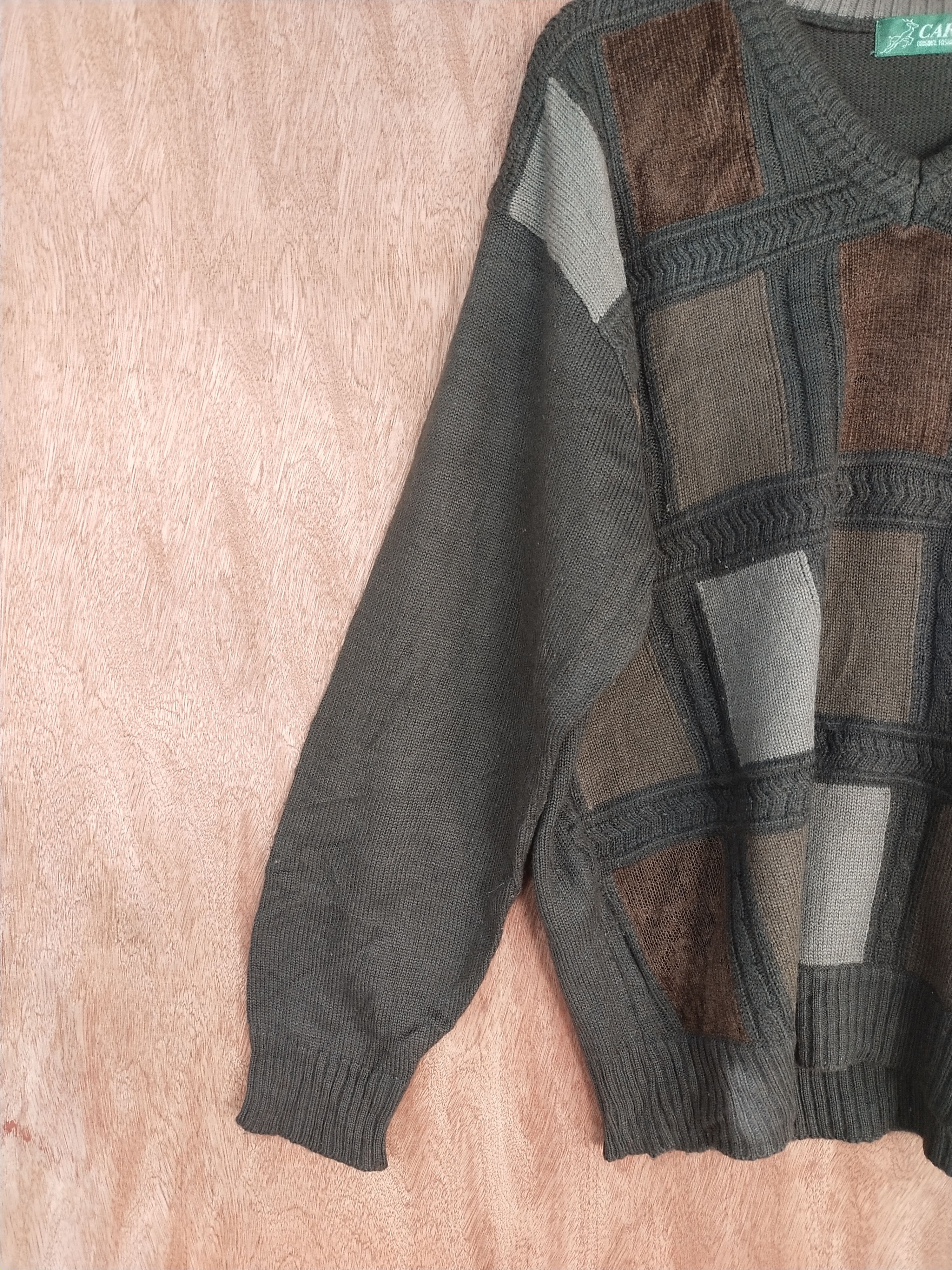 Homespun Knitwear Carbia dark gray checkered knitwear sweatshirt #H178 Size US M / EU 48-50 / 2 - 3 Thumbnail