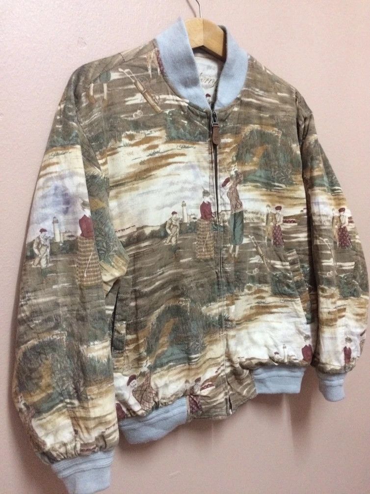 Vintage 80s Velvet Turnberry hotel scotland Fullprint Bomber Size US L / EU 52-54 / 3 - 2 Thumbnail