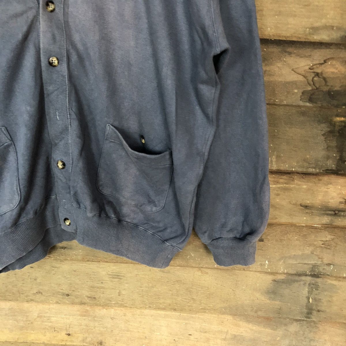 Japanese Brand Planet Run Dark Blue Faded Cardigan #H127 Size US L / EU 52-54 / 3 - 5 Thumbnail