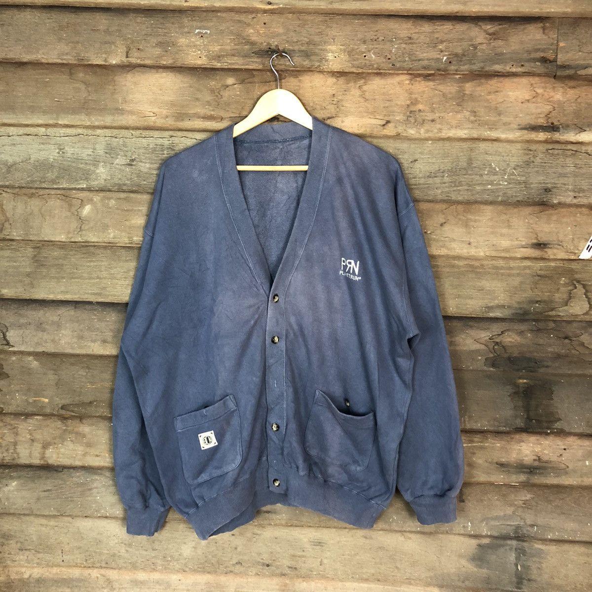 Japanese Brand Planet Run Dark Blue Faded Cardigan #H127 Size US L / EU 52-54 / 3 - 1 Thumbnail