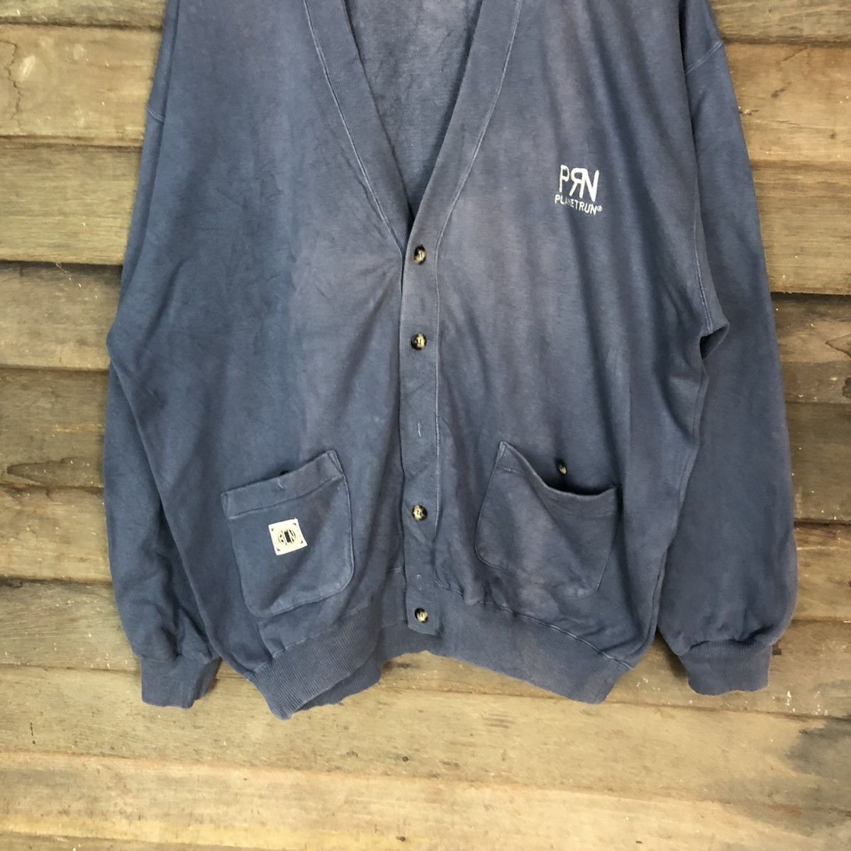 Japanese Brand Planet Run Dark Blue Faded Cardigan #H127 Size US L / EU 52-54 / 3 - 3 Thumbnail