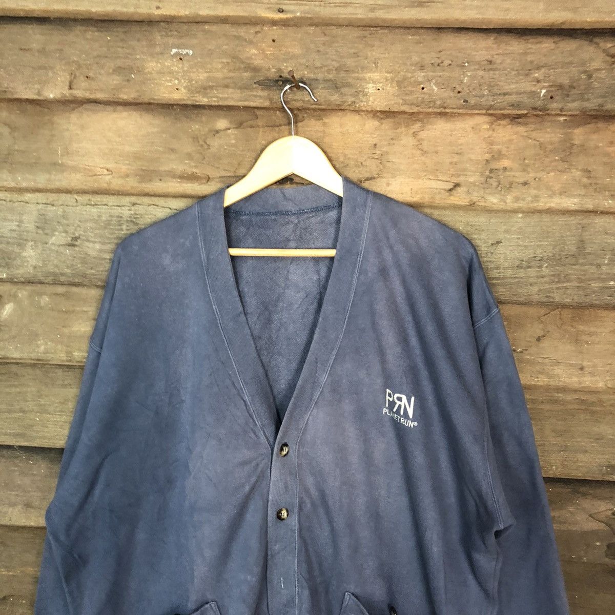 Japanese Brand Planet Run Dark Blue Faded Cardigan #H127 Size US L / EU 52-54 / 3 - 2 Thumbnail