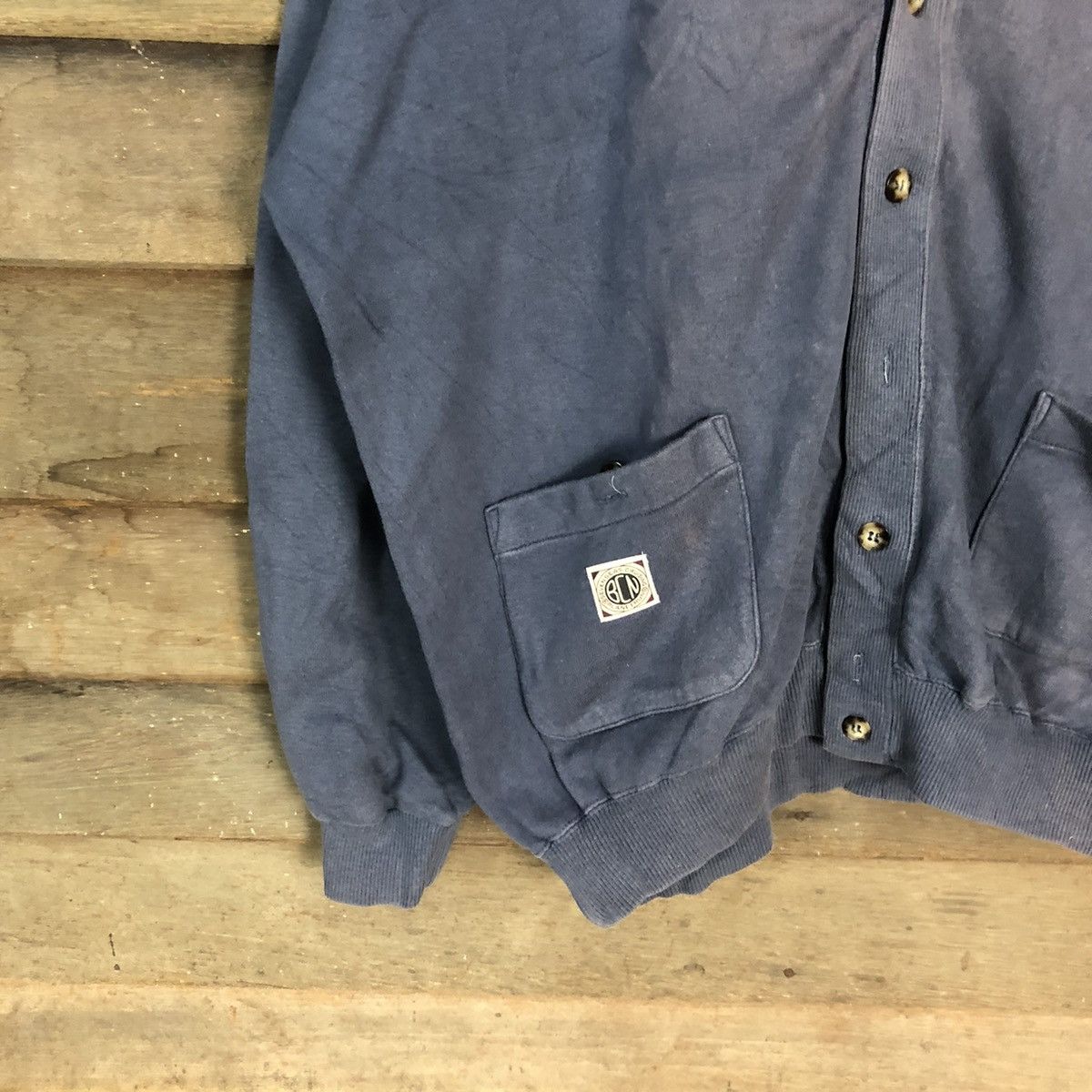 Japanese Brand Planet Run Dark Blue Faded Cardigan #H127 Size US L / EU 52-54 / 3 - 4 Thumbnail