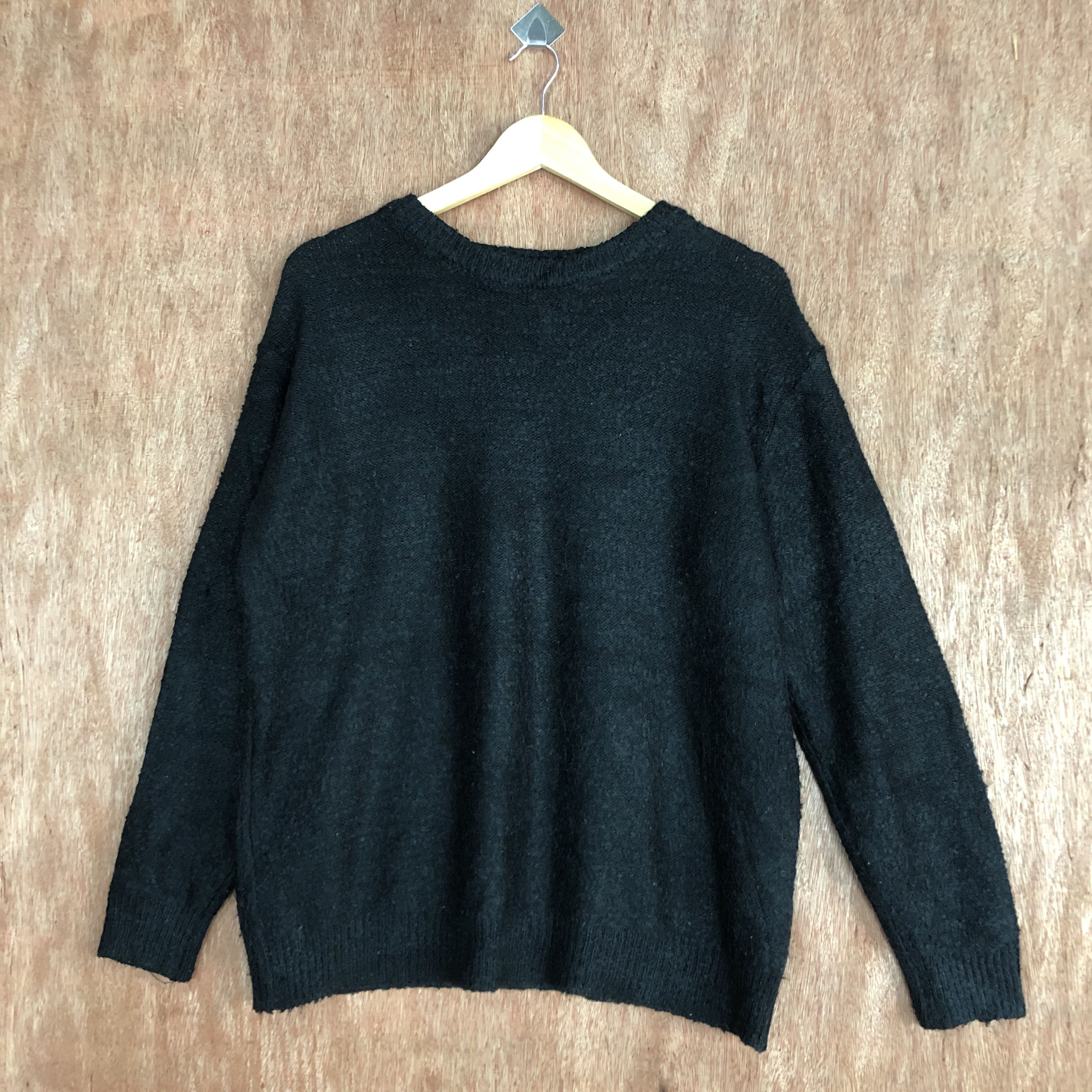 Vintage DLL Antiqulothes plain Black shag shaggy Knitwear #c504 Size US M / EU 48-50 / 2 - 3 Thumbnail