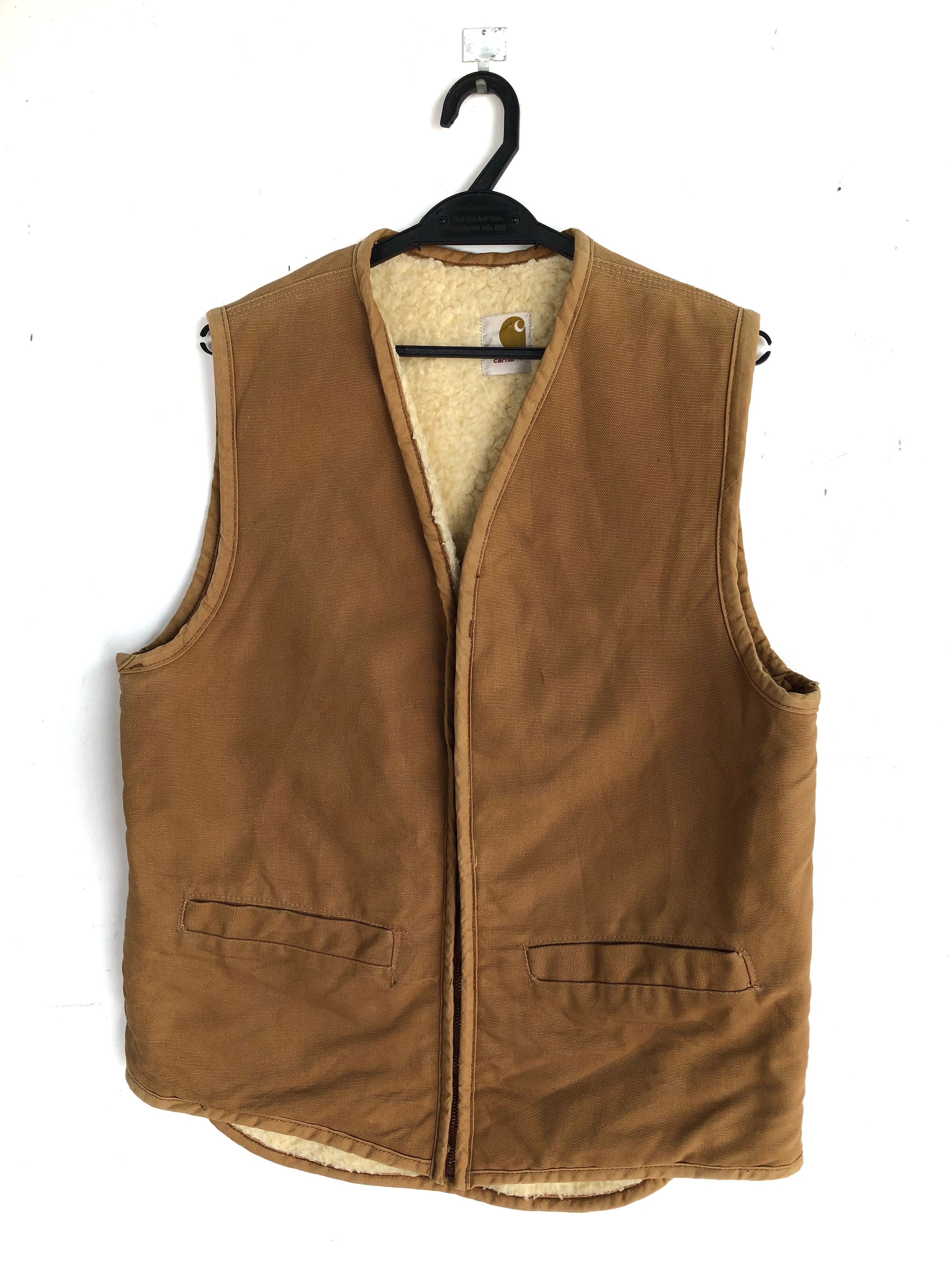 Carhartt × Vintage VINTAGE 80’S CARHARTT GILET HUNTING SHERPA LINED WORK VEST Size US M / EU 48-50 / 2 - 3 Thumbnail