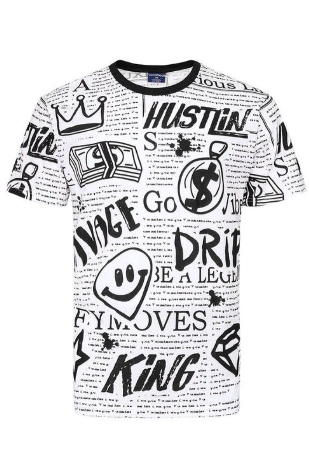 Streetwear All Over Doodle Printed Collage T-Shirts | Casual Men's Size US M / EU 48-50 / 2 - 1 Preview
