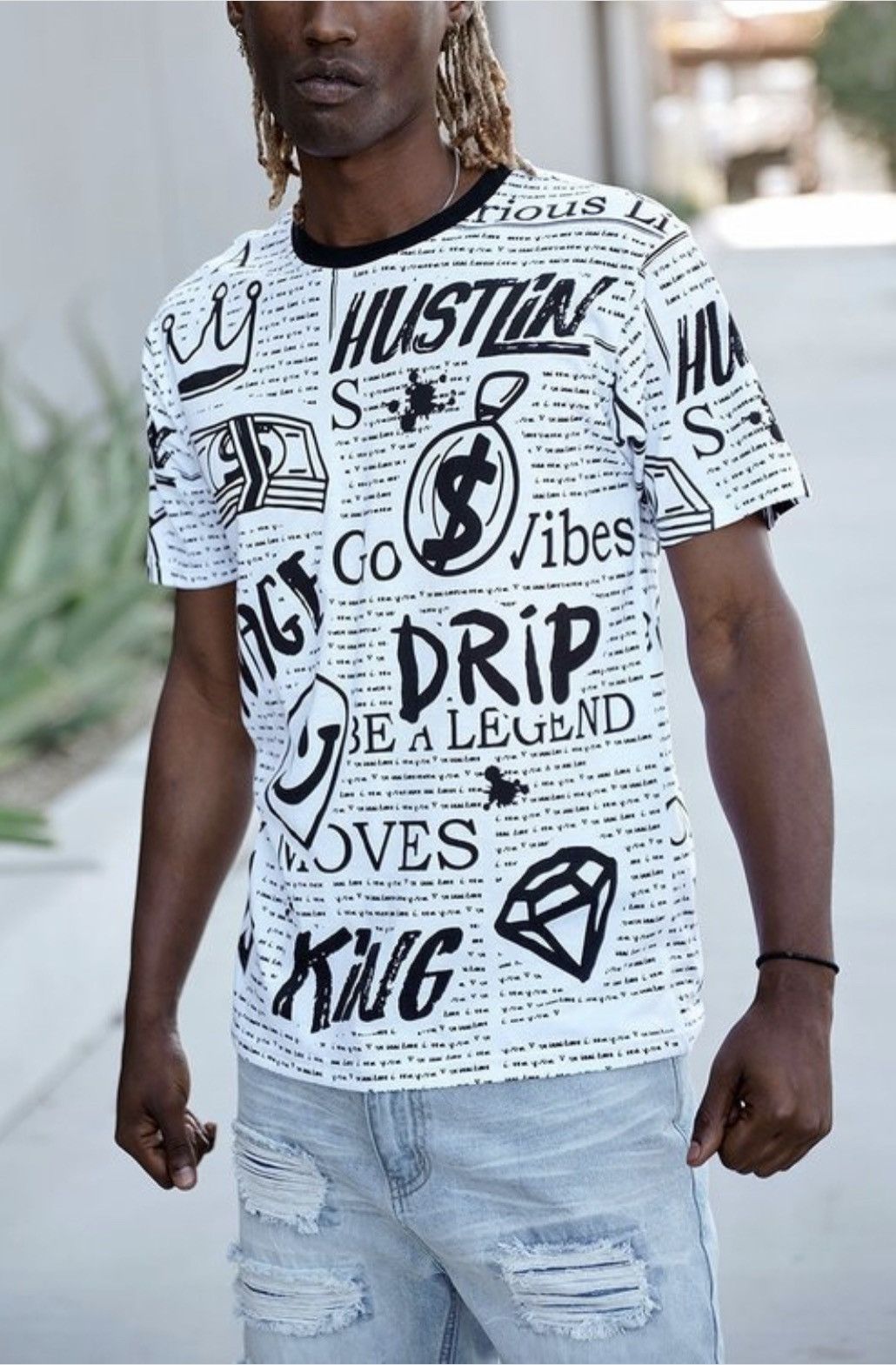 Streetwear All Over Doodle Printed Collage T-Shirts | Casual Men's Size US M / EU 48-50 / 2 - 3 Thumbnail