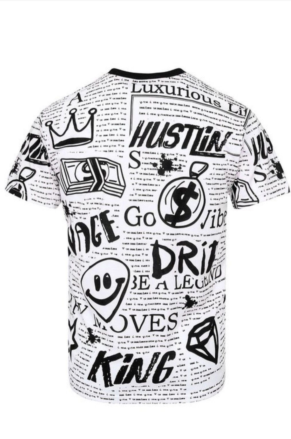 Streetwear All Over Doodle Printed Collage T-Shirts | Casual Men's Size US M / EU 48-50 / 2 - 2 Preview