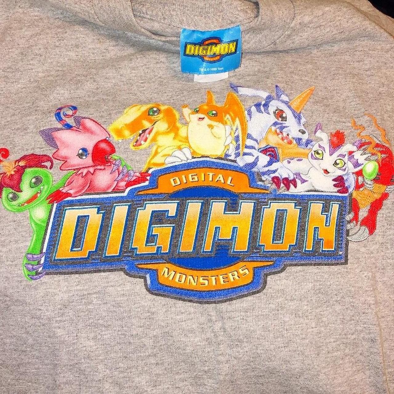 image of Nintendo x Vintage 1999 Digimon T-Shirt Anime Cartoon Pokemon 90's Vintage Y2K in Grey (Size Small)