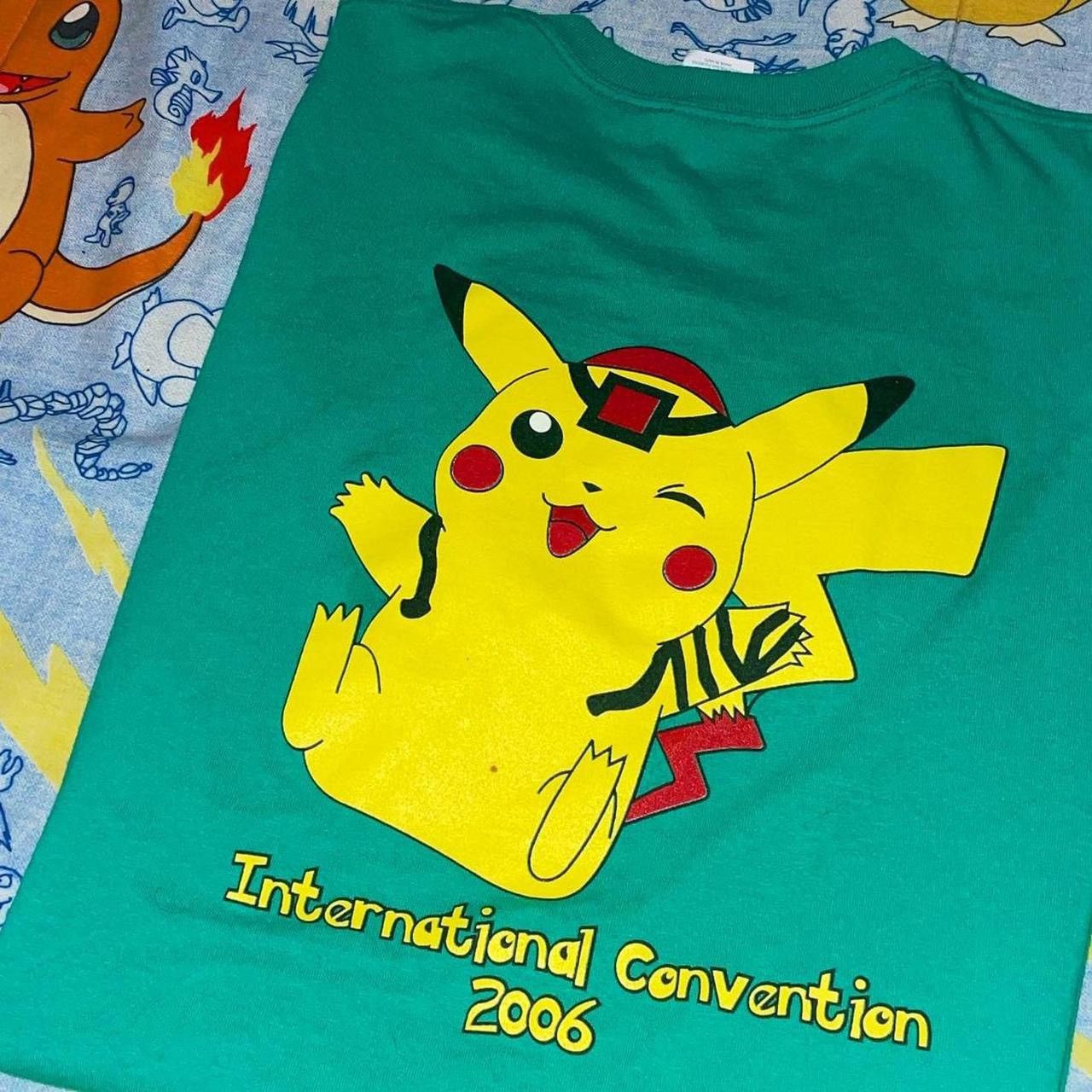 image of 2006 Pokemon Convention Nintendo Y2K Kidcore Anime in Green, Men's (Size Large)