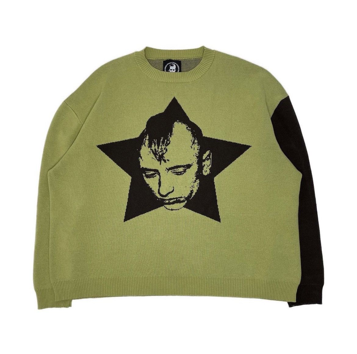 image of Crime Cowboy- Warmest Place In My Heart Taxi Driver Sweater in Lime Green, Men's (Size Large)