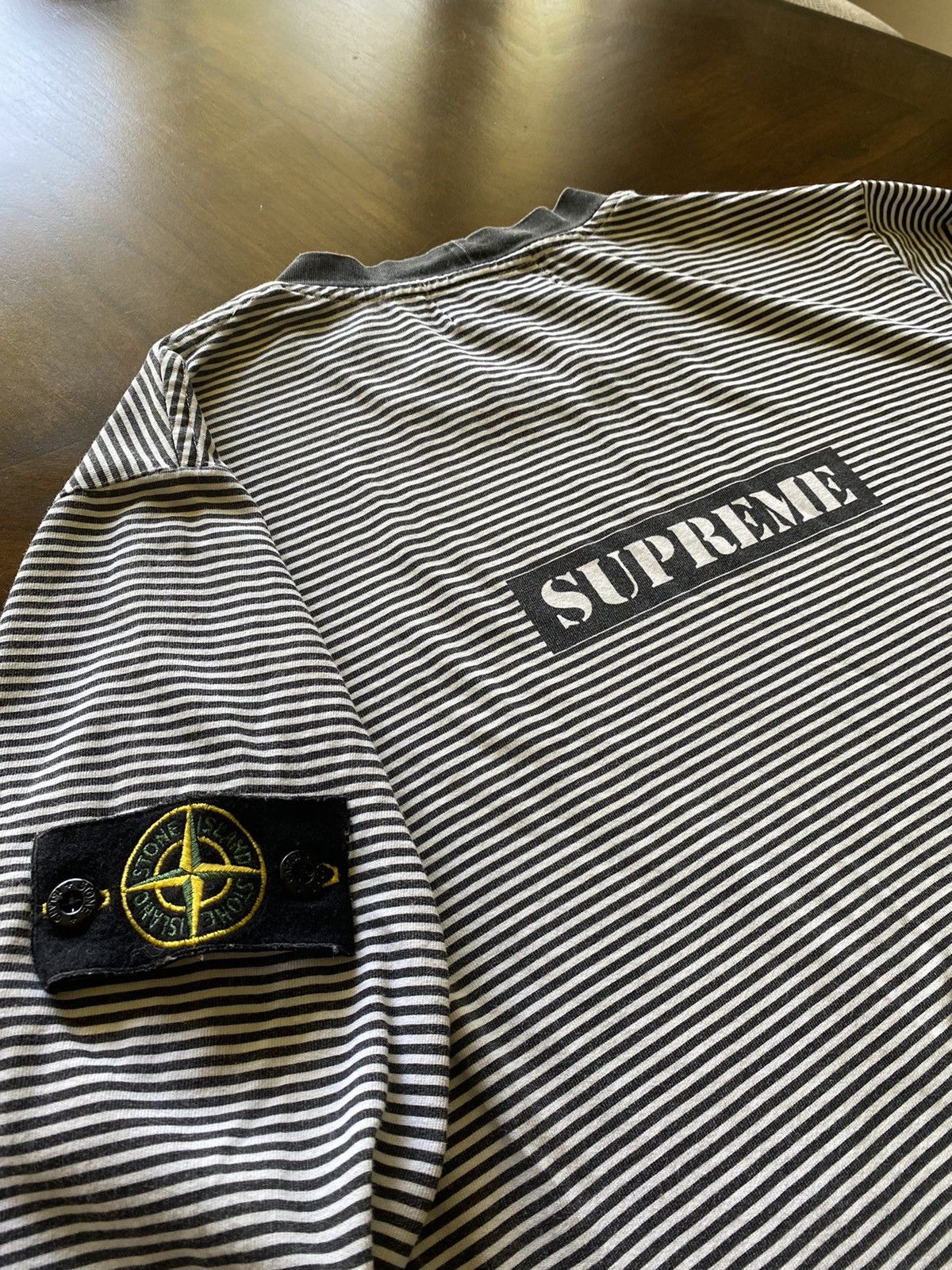 Supreme x stone outlet island striped long sleeve