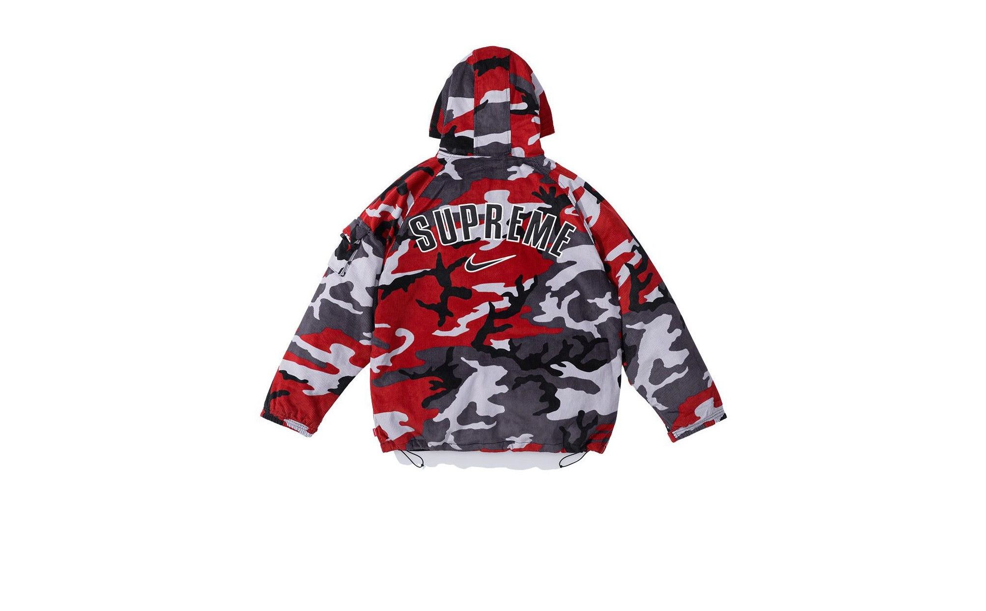 Supreme Nike Arc Corduroy Hooded Jacket Red Camo