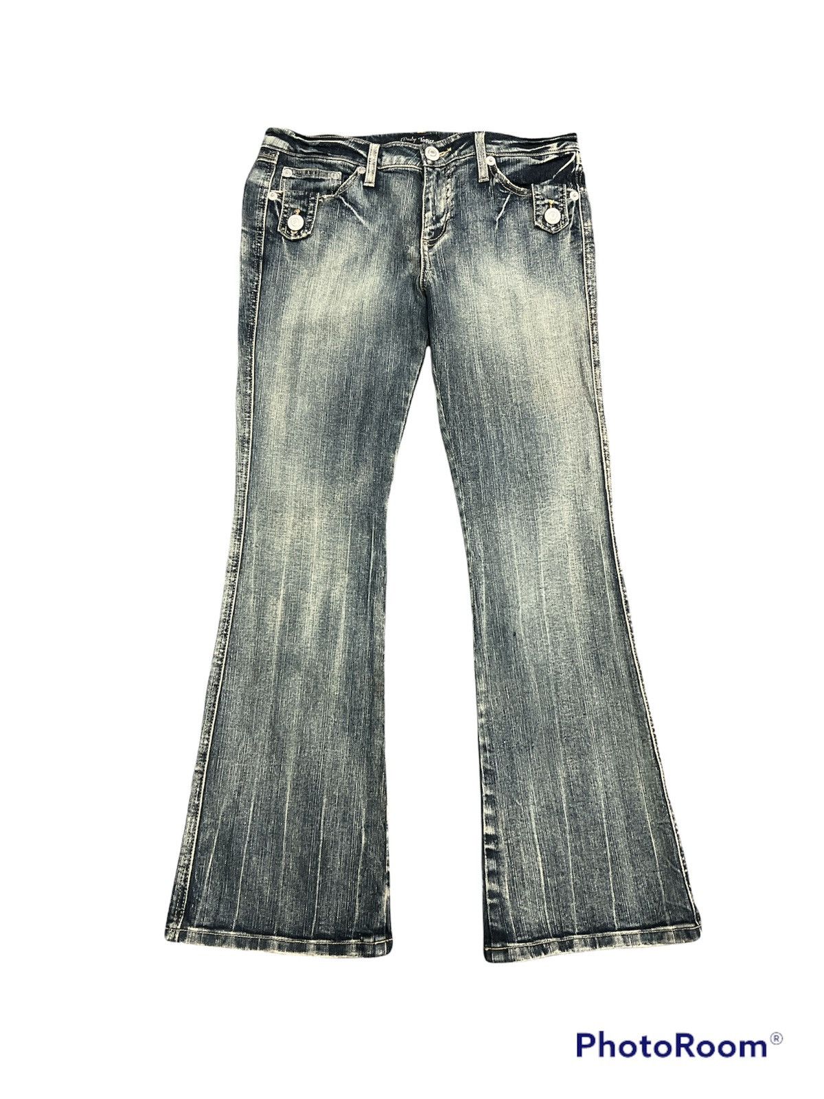 Japanese Brand Japanese Brand Thrashed Denim Flare Pants Size US 30 / EU 46 - 2 Thumbnail
