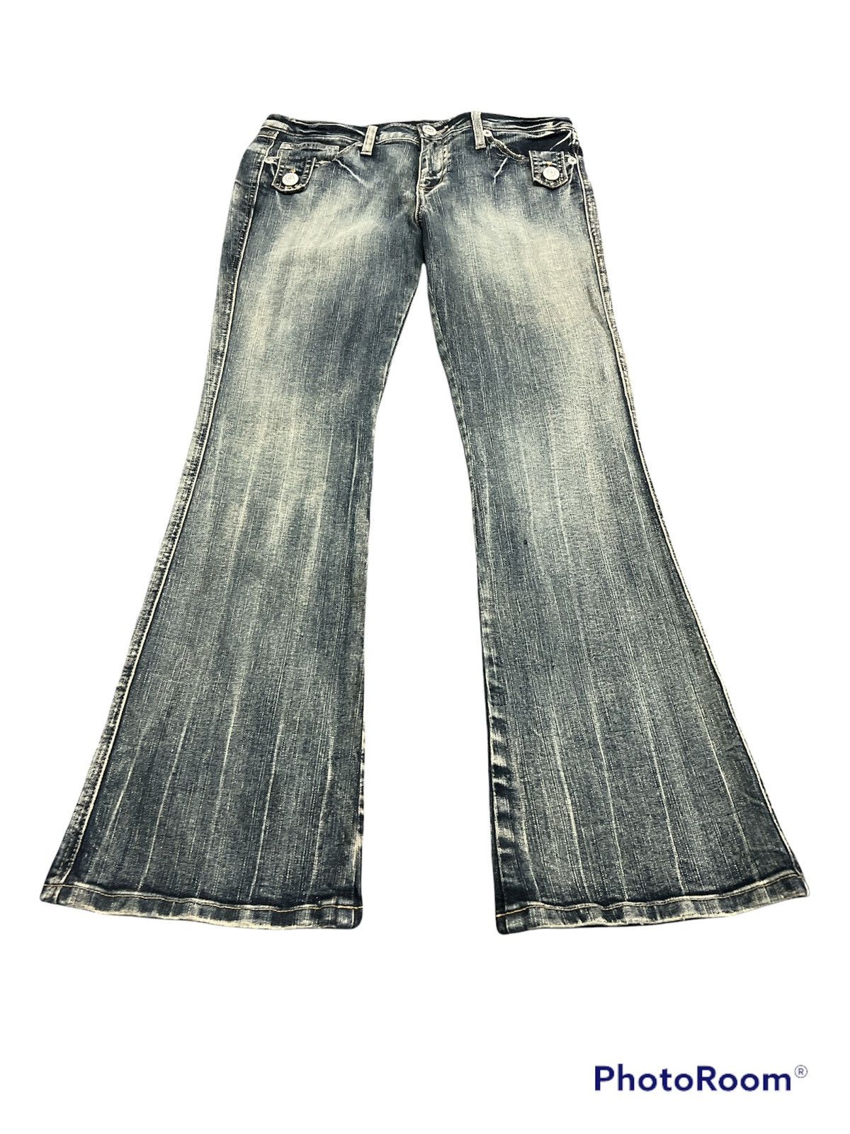 Japanese Brand Japanese Brand Thrashed Denim Flare Pants Size US 30 / EU 46 - 3 Thumbnail