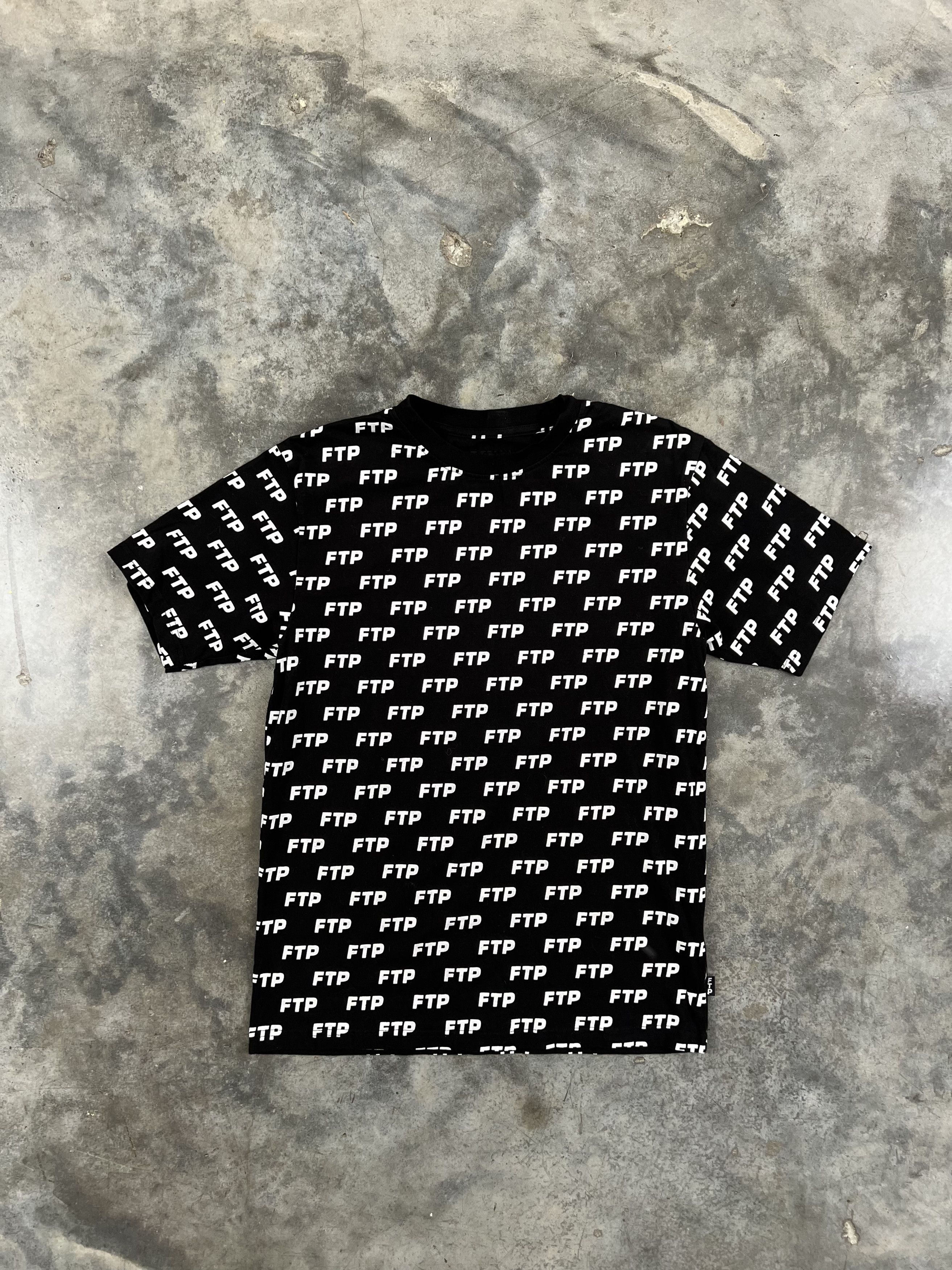 image of Fuck The Population OG Logo Repeat Tee Black White Medium, Men's