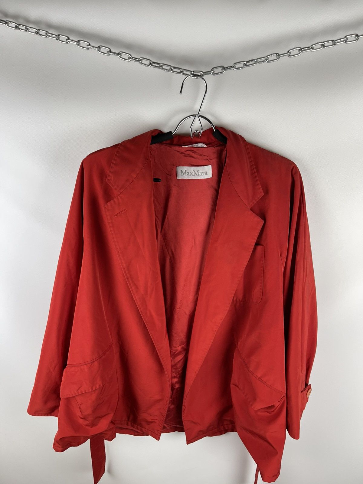 Max Mara MaxMara red light coat belted trench blazer jacket wmns Size L / US 10 / IT 46 - 6 Thumbnail