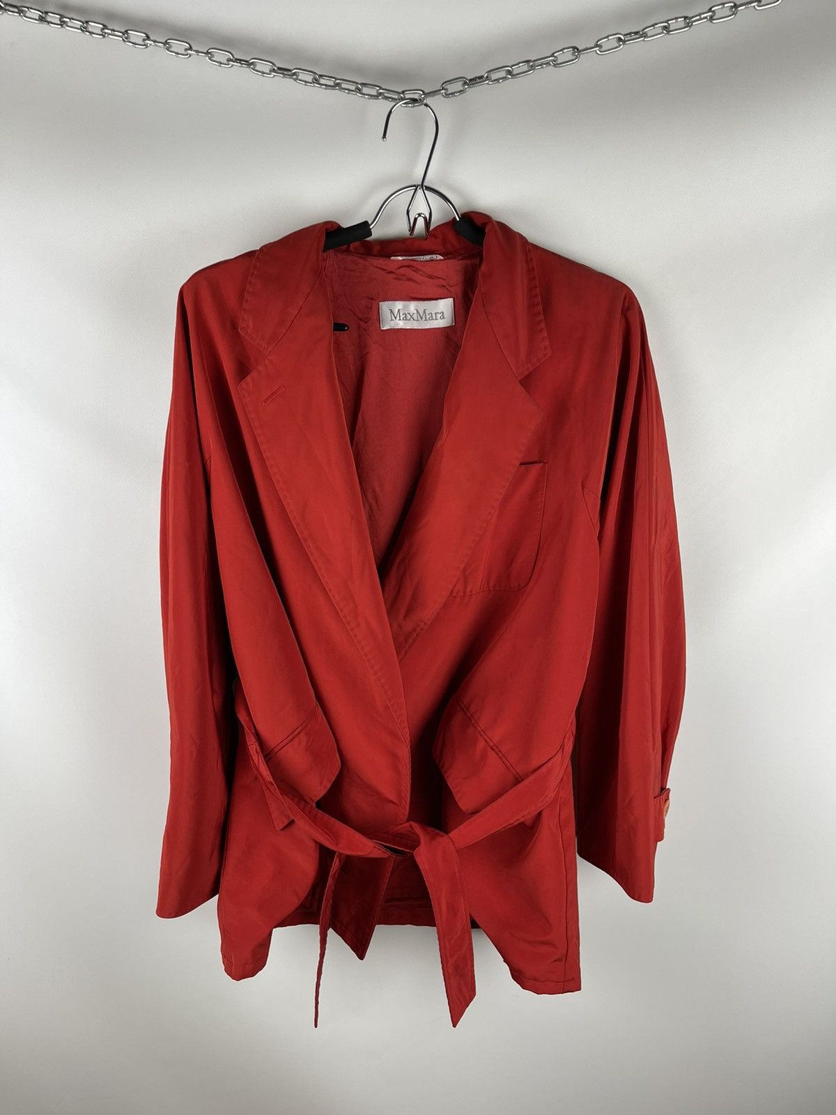 Max Mara MaxMara red light coat belted trench blazer jacket wmns Size L / US 10 / IT 46 - 9 Thumbnail