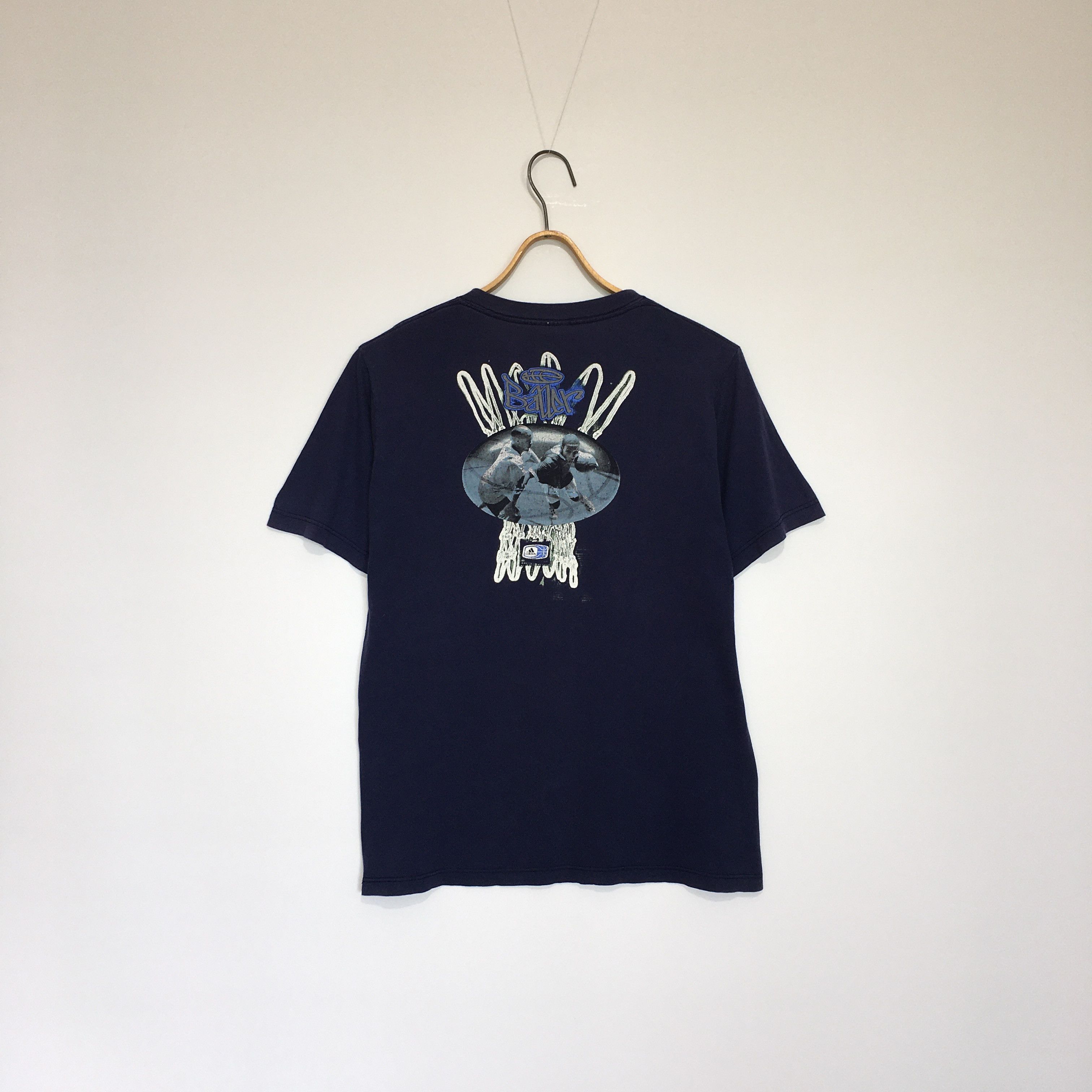 Adidas × Vintage Vintage 90s Adidas Baller Basketball Made in USA T-Shirt Size US S / EU 44-46 / 1 - 2 Thumbnail
