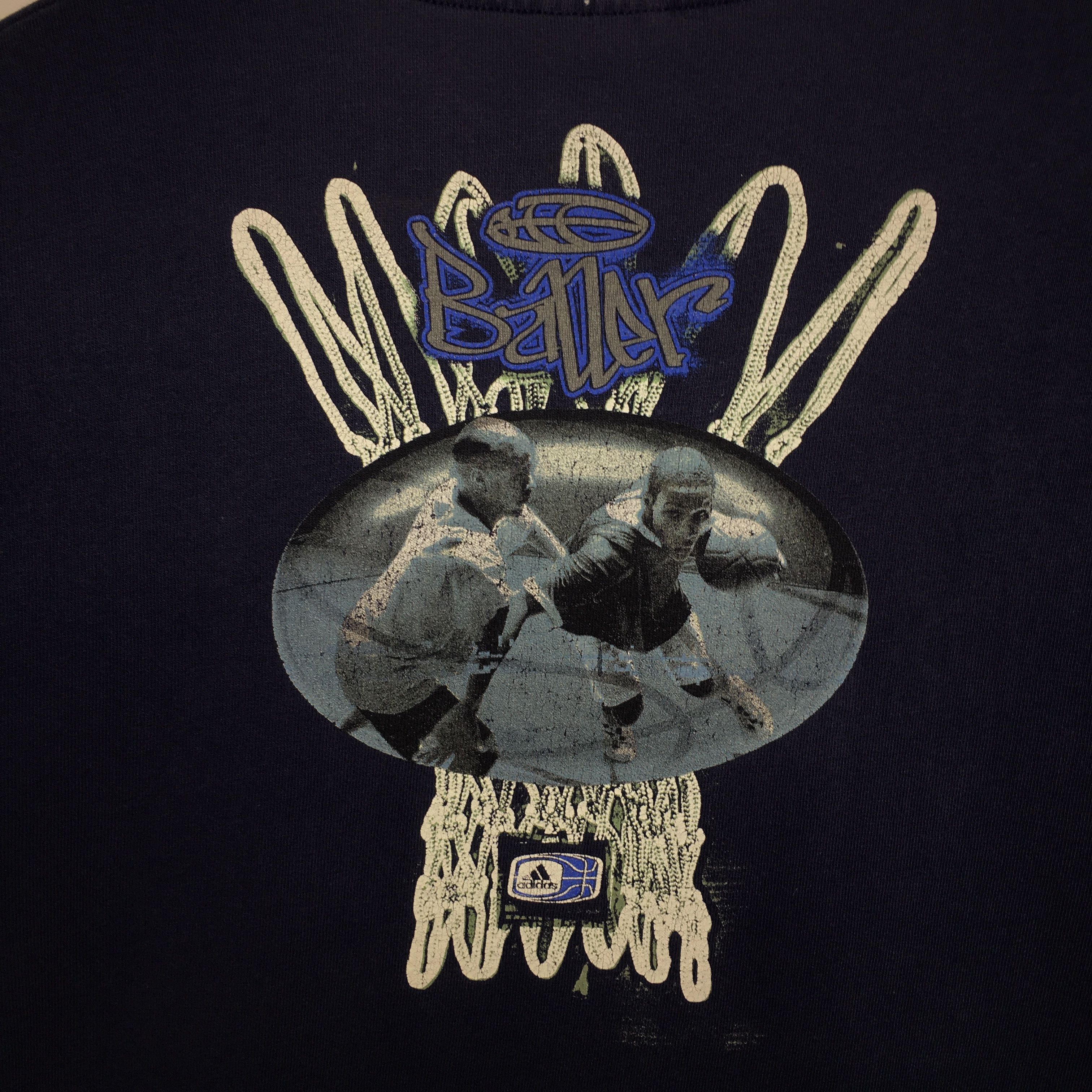 Adidas × Vintage Vintage 90s Adidas Baller Basketball Made in USA T-Shirt Size US S / EU 44-46 / 1 - 4 Thumbnail