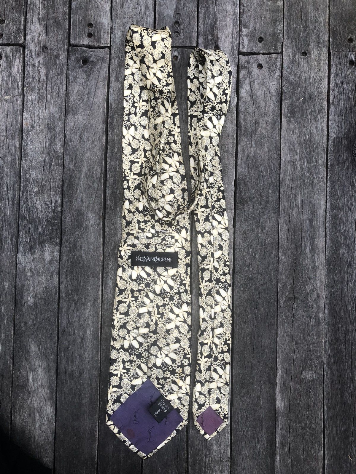 Yves saint laurent floral motif tie