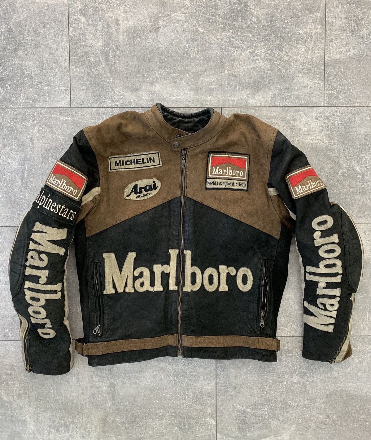 Marlboro Vintage Racing Rare Motorcycle Biker Leather Jacket