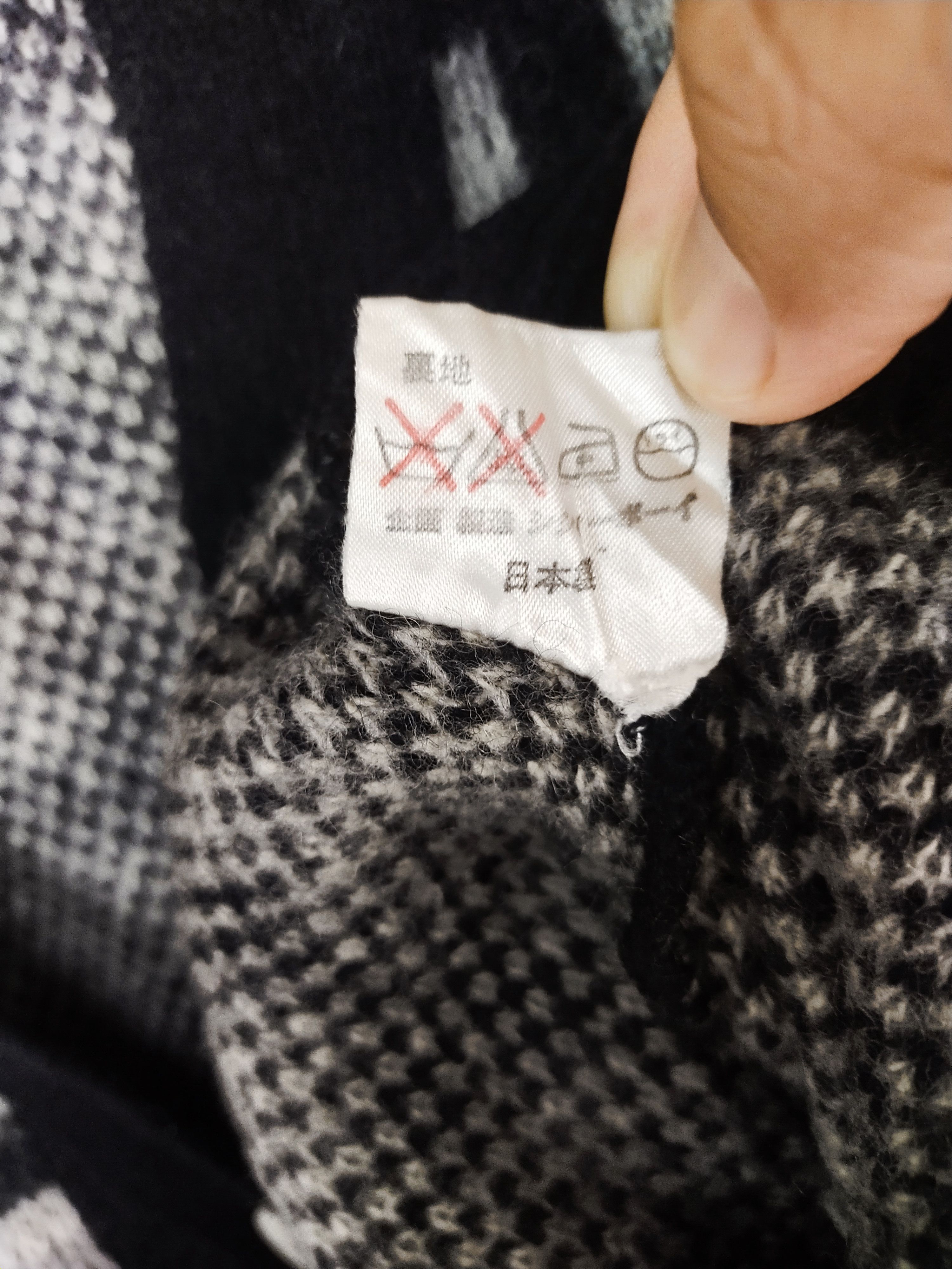 Homespun Knitwear × Japanese Brand Inkbee gray/black checkered knitwear cardigan #S074 Size US M / EU 48-50 / 2 - 7 Thumbnail