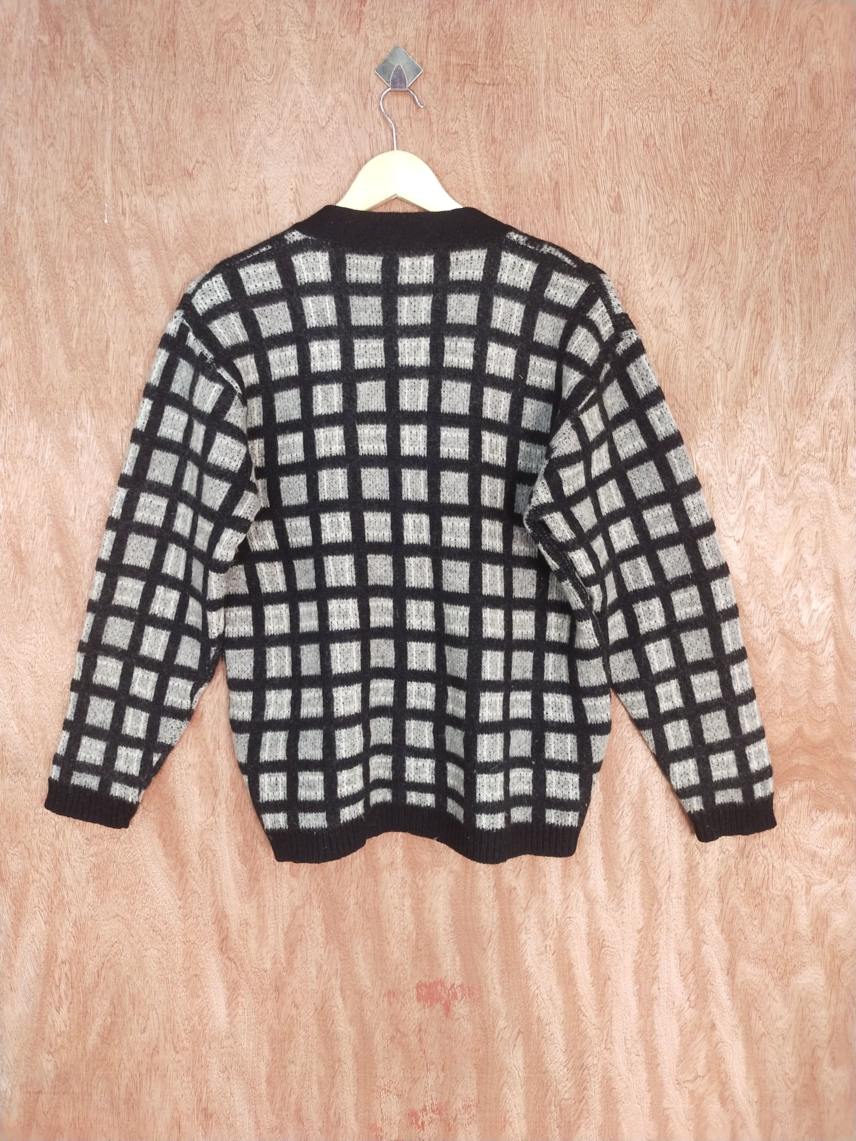 Homespun Knitwear × Japanese Brand Inkbee gray/black checkered knitwear cardigan #S074 Size US M / EU 48-50 / 2 - 8 Thumbnail