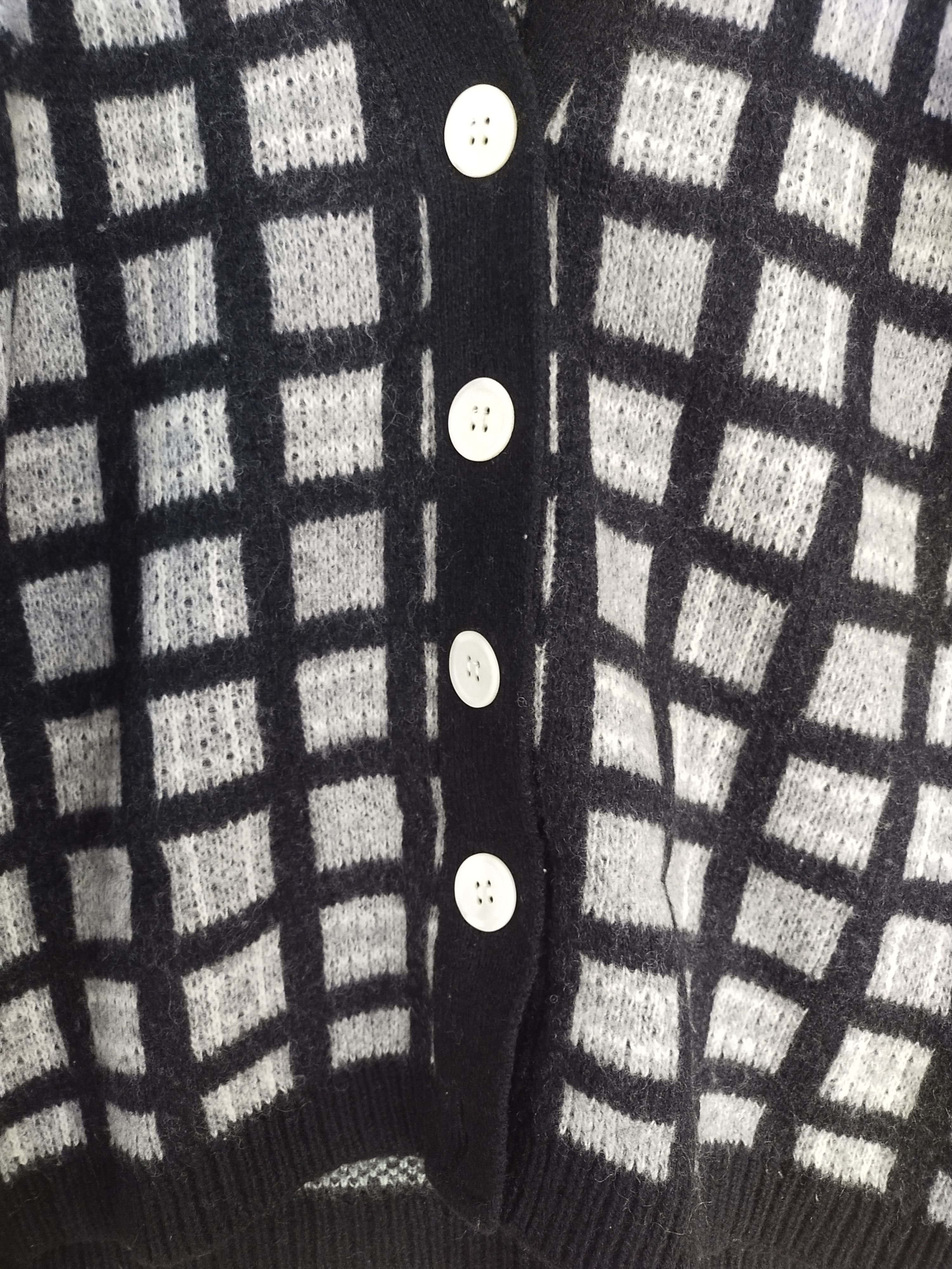 Homespun Knitwear × Japanese Brand Inkbee gray/black checkered knitwear cardigan #S074 Size US M / EU 48-50 / 2 - 5 Thumbnail